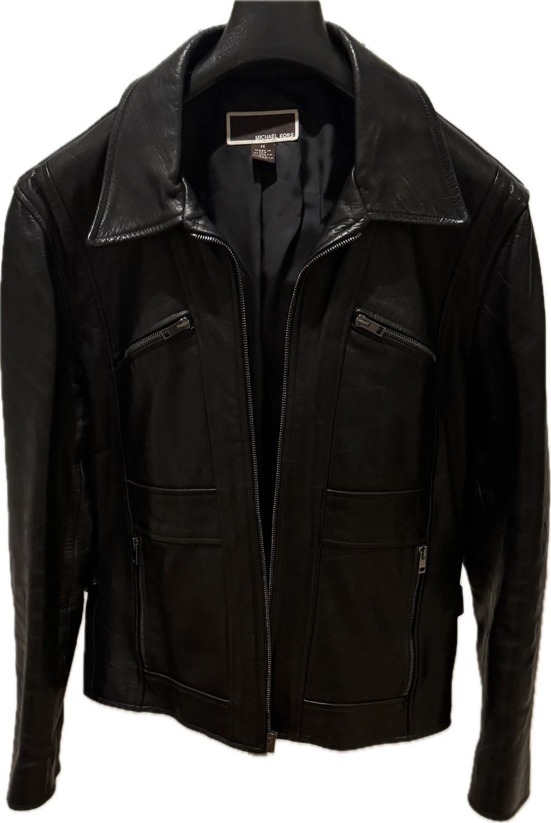 Michael Kors MICHAEL KORS MEN’S BLACK LEATHER MC JACKET - SIZE M Size US M / EU 48-50 / 2 - 1 Thumbnail