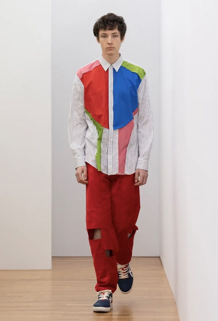 Comme des Garcons × Comme des Garcons SHIRT NWT Fall 2023 Red Velour Cut Off Patch Work Pants Size US 34 / EU 50 - 1 Thumbnail