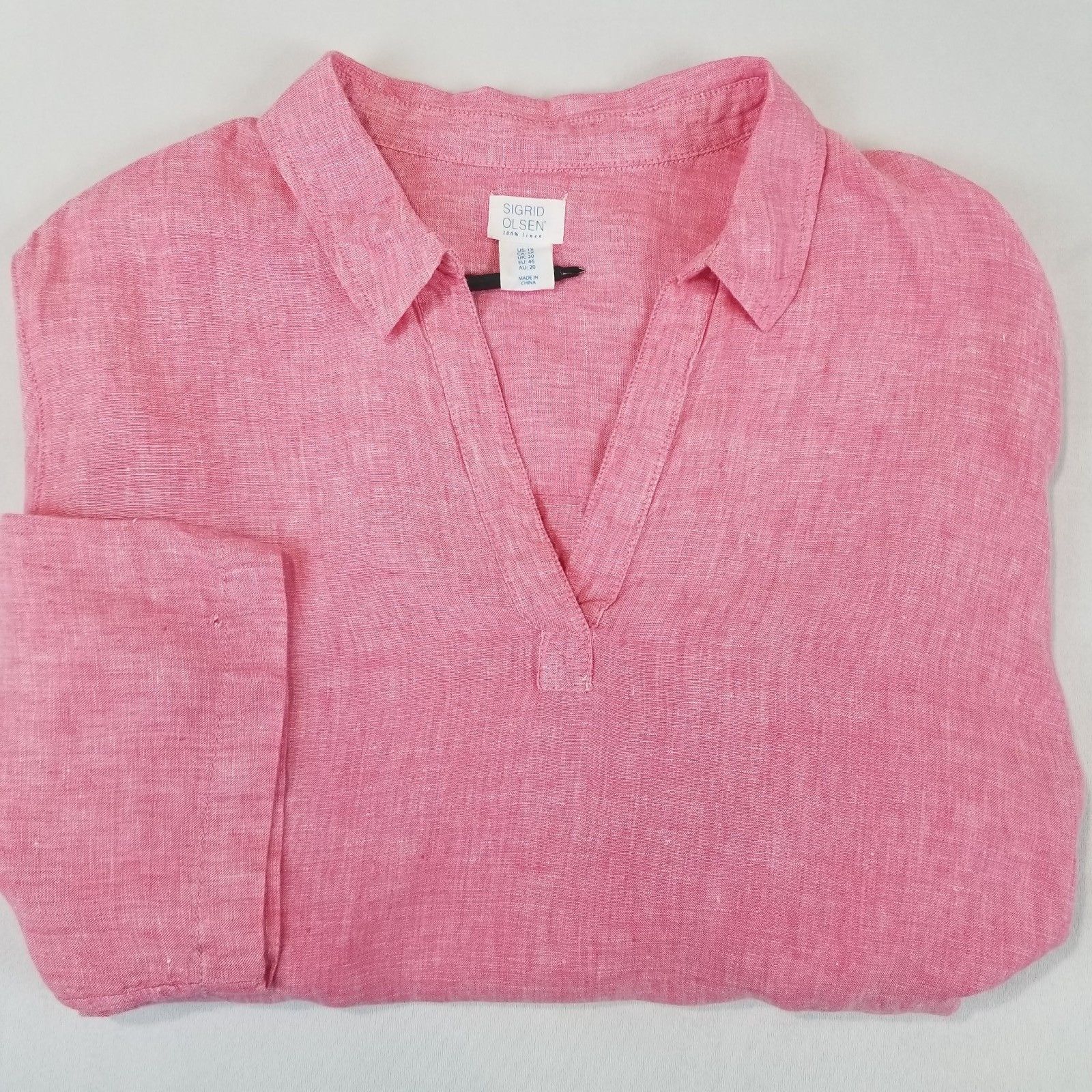Other Sigrid Olsen Top Women’s 1X Pink 100% Linen Tunic Size XL / US 12-14 / IT 48-50 - 2 Thumbnail