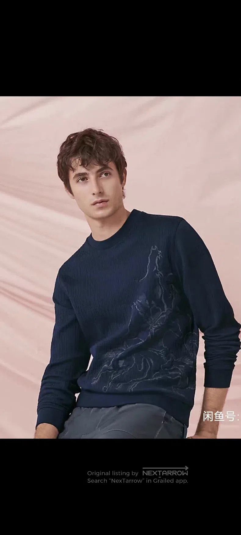Hermes Hermes Men's Sweatshirt - Dark Blue with 3D Horse Embroide Size US M / EU 48-50 / 2 - 8 Thumbnail