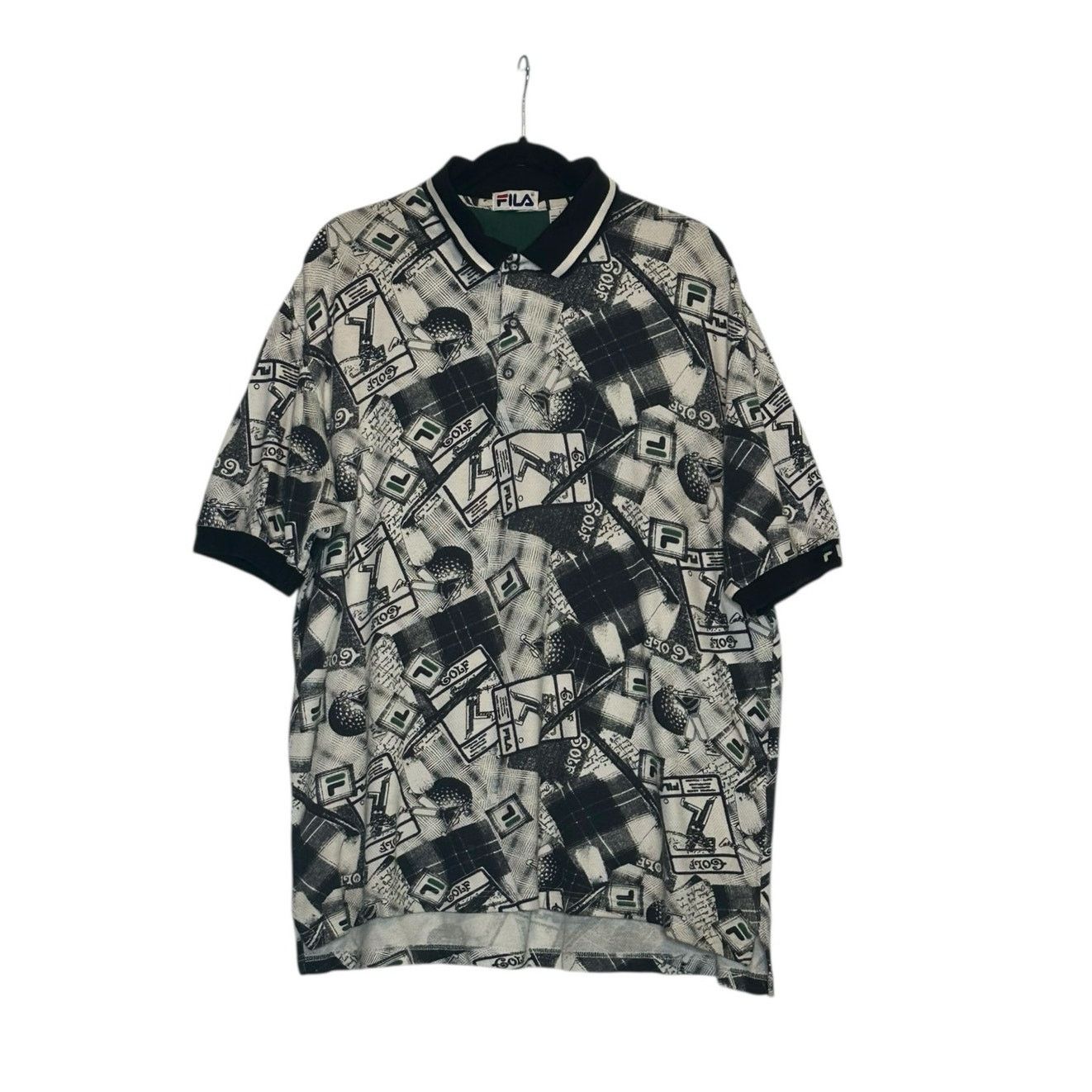 Fila Fila black white golf stamps print polo shirt size large Size US L / EU 52-54 / 3 - 1 Thumbnail