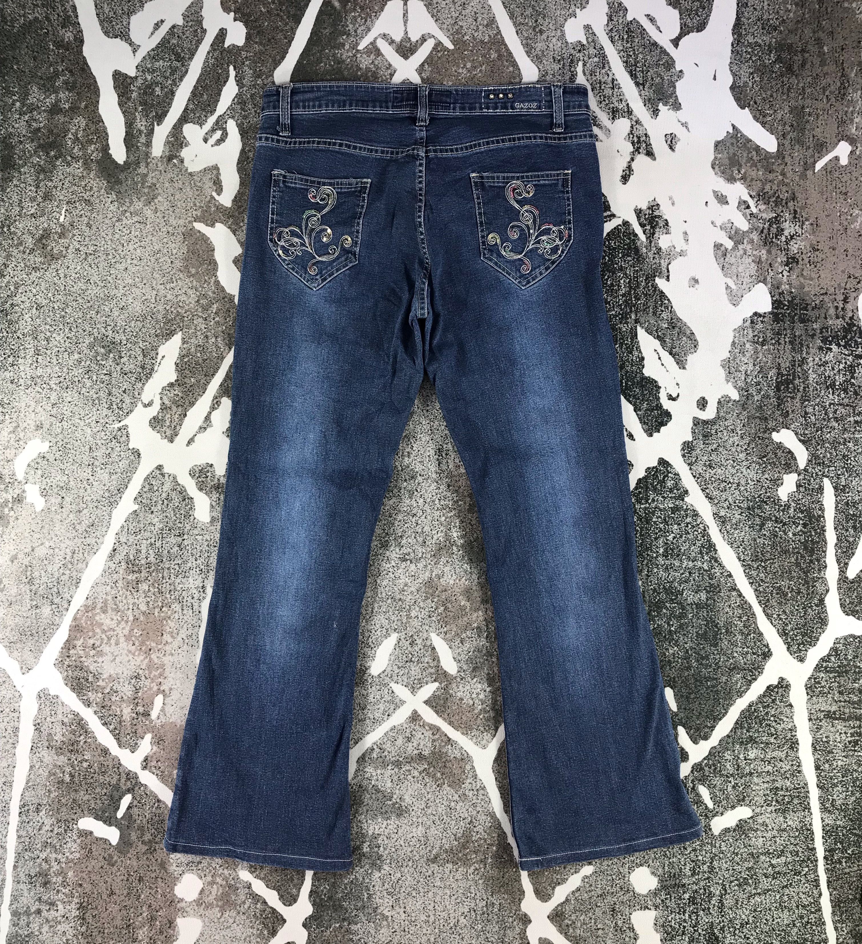 Japanese Brand Gazoz Jeans Blue Wash Flare Denim KJ1284 Size 34" / US 12 / IT 48 - 2 Thumbnail