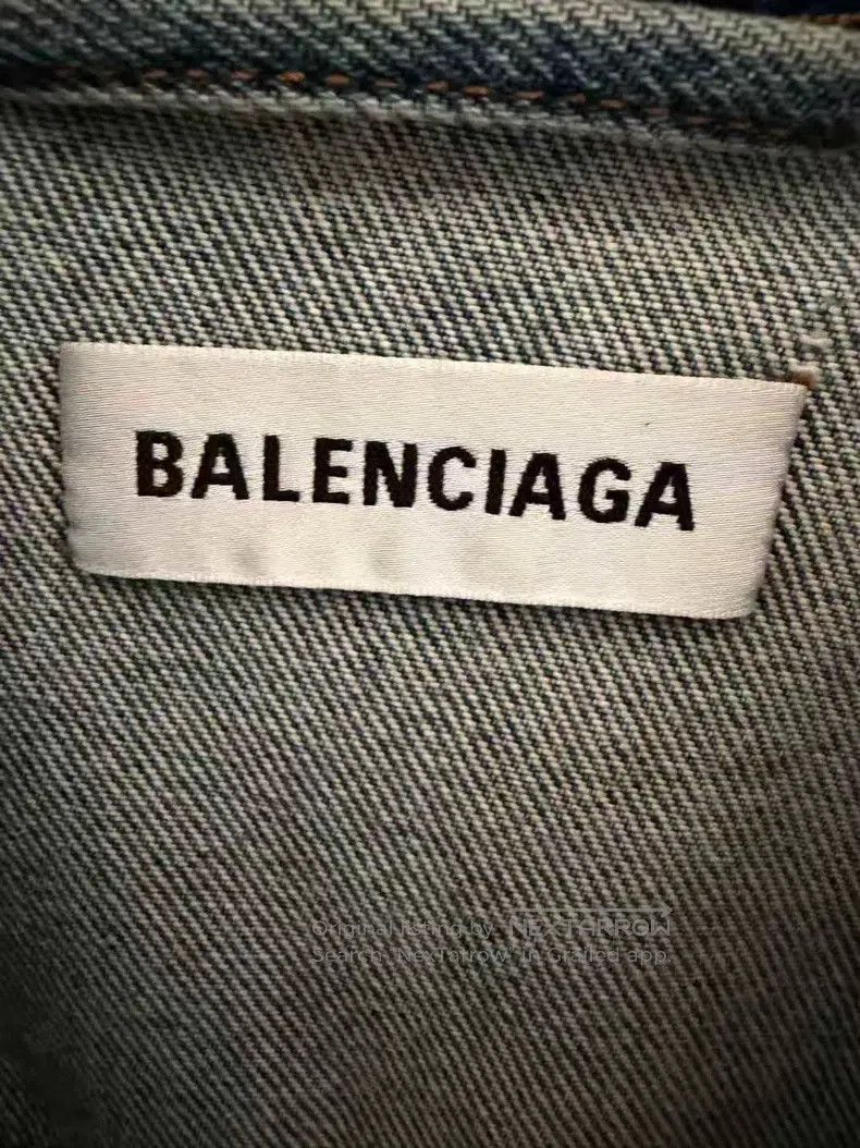 Balenciaga Balenciaga Collar Embroidered Logo Denim Jacket Size XXS / US 00 / IT 34 - 3 Thumbnail