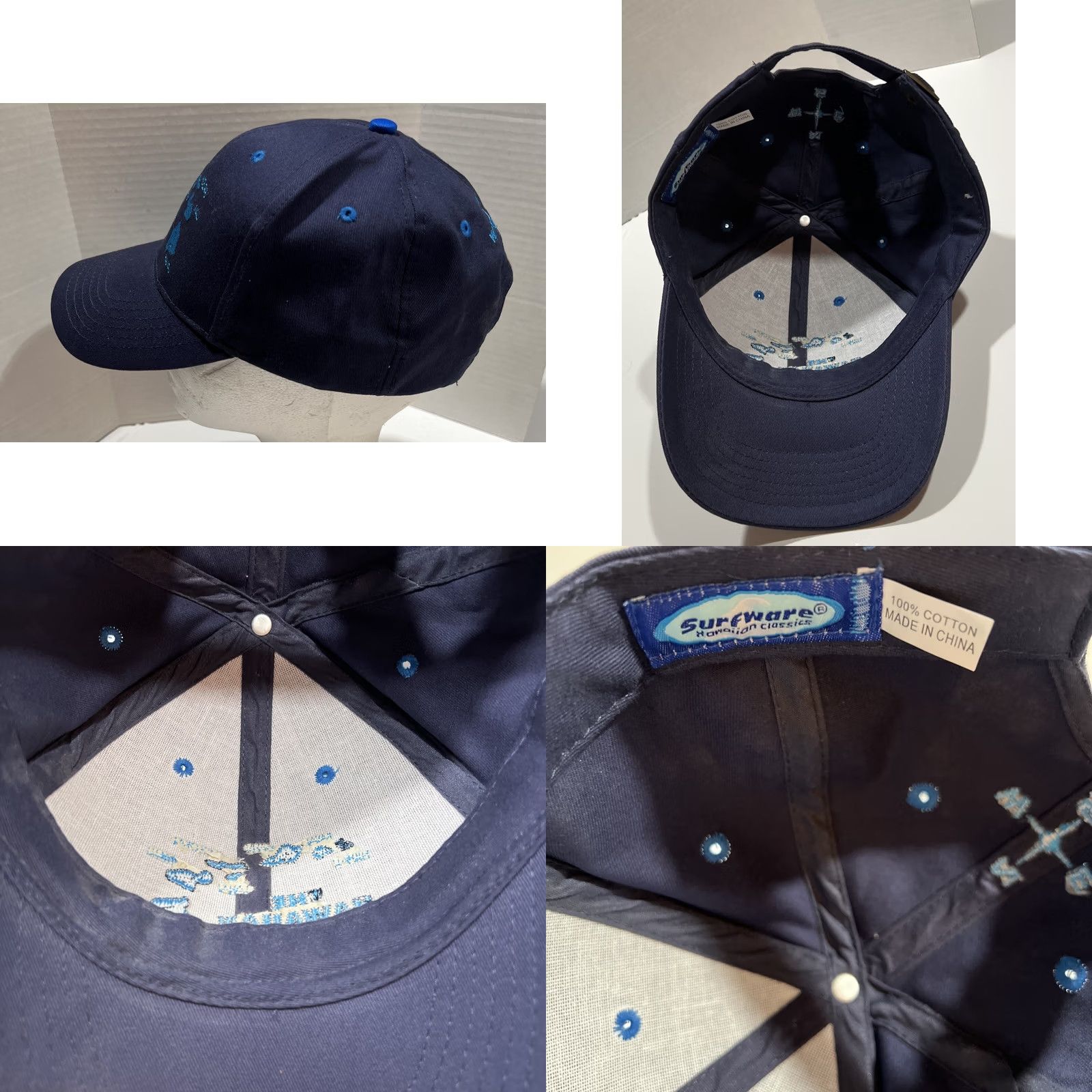 Vintage VINTAGE Headwear Hawaiian Baseball Cap Adjustable One Size Men Blue Hawaiian Islands Surfware Hat Size ONE SIZE - 8 Thumbnail