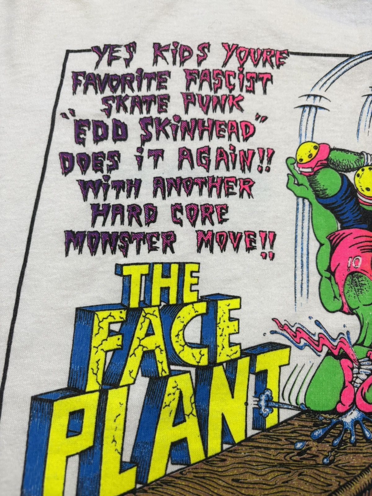 Vintage 1988 Scare Wear The Face Plant Skate Punk Gonzales Tee VTG Size US XL / EU 56 / 4 - 9 Thumbnail
