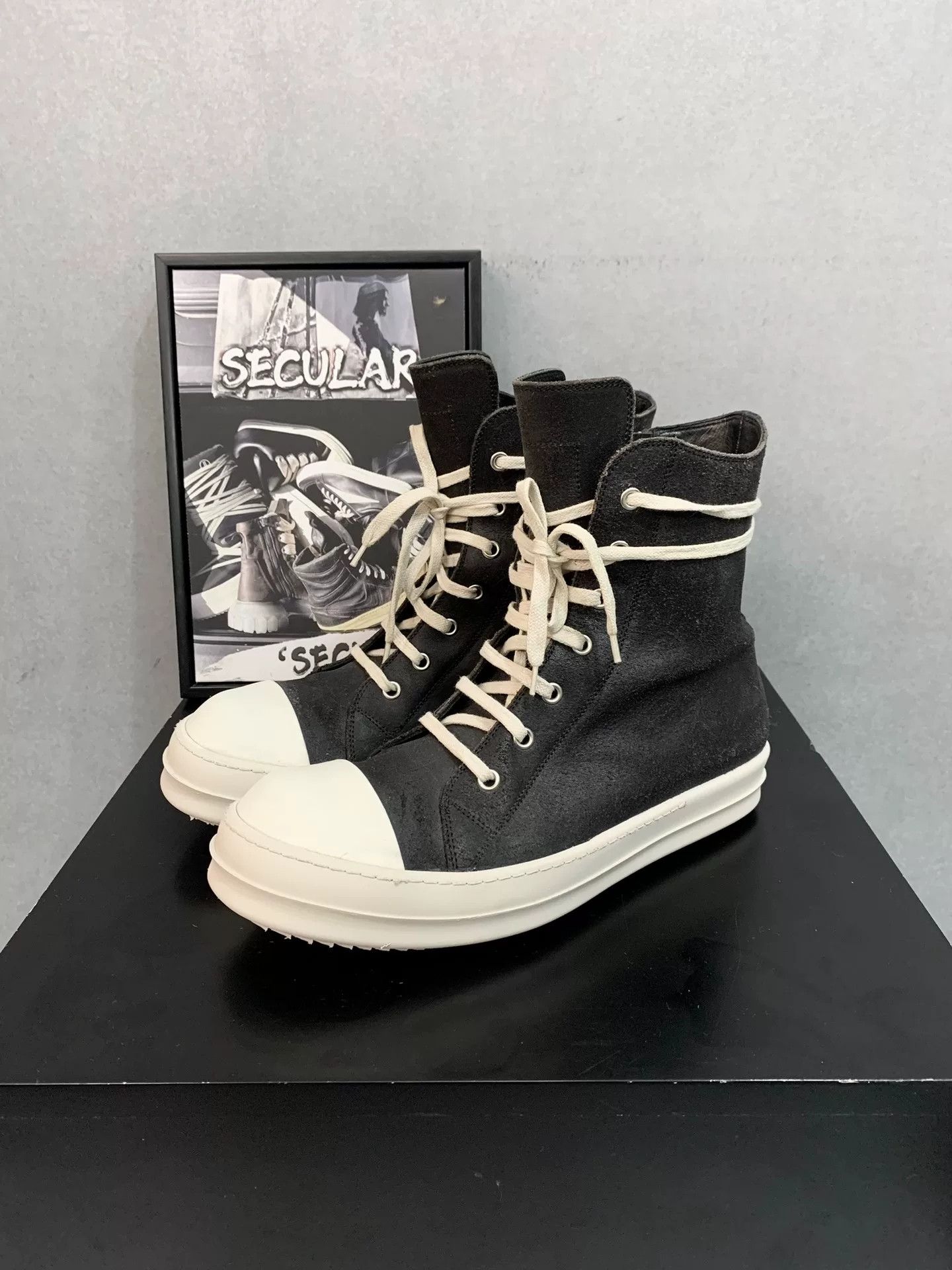 Rick Owens rick owens high-top black and white sneakers Size US 9 / EU 42 - 1 Thumbnail