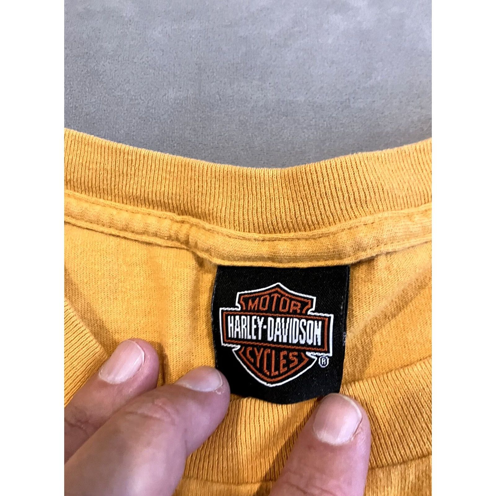 Harley Davidson Harley-Davidson T-Shirt Orange Pocket Short Sleeve Naples 2004 Men’s Large L Size US L / EU 52-54 / 3 - 3 Thumbnail