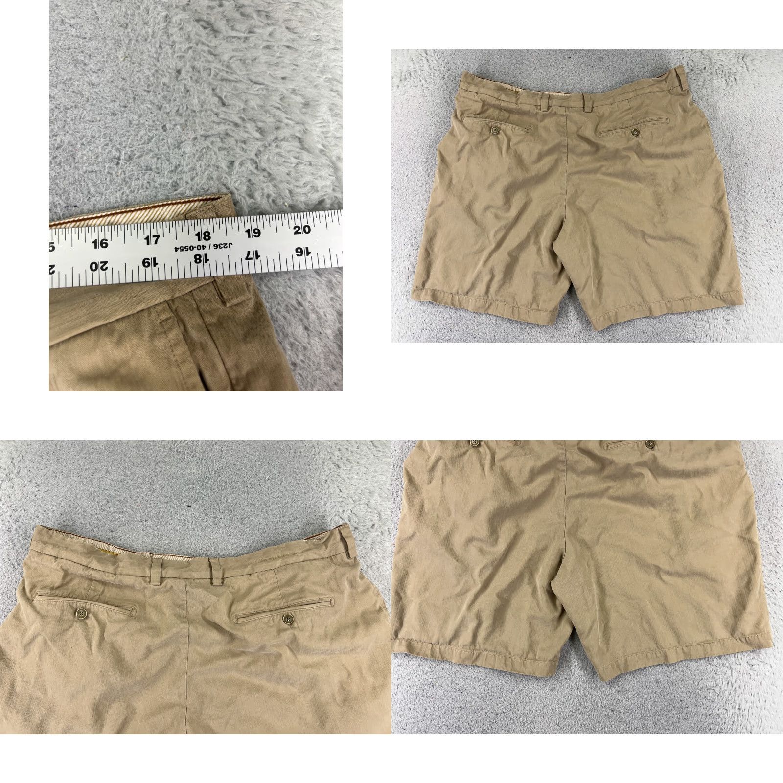 Tommy Bahama Tommy Bahama Shorts Men Bermuda Beige Silk 40x9 Pleated Herringbone Casual Beach "Mens" Size US 40 / EU 56 - 9 Thumbnail