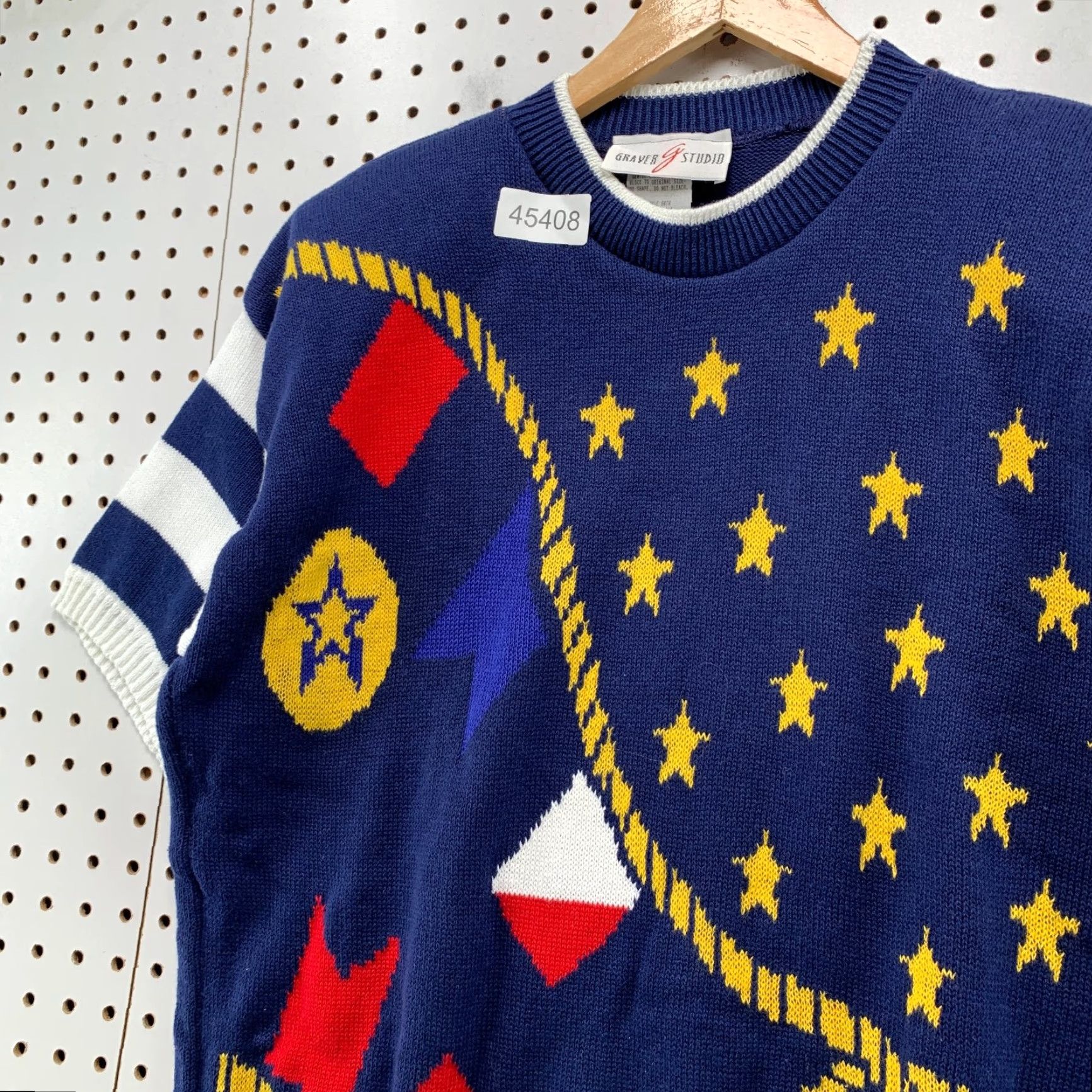 Vintage VINTAGE Susan Graver Nautical Sweater Womens XL Knit Short Sleeve Stars Flag USA Size XL / US 12-14 / IT 48-50 - 7 Thumbnail
