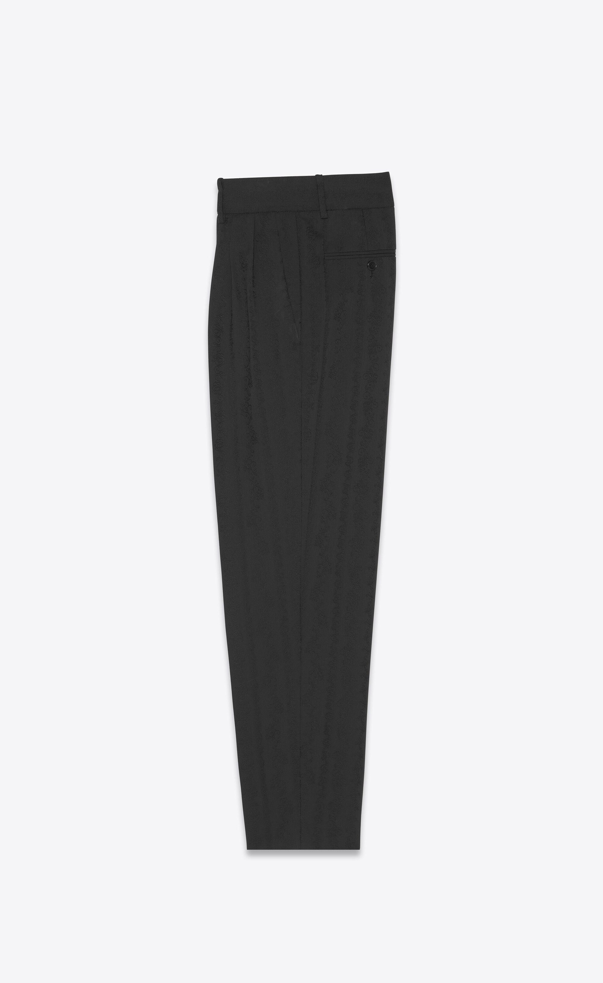 Saint Laurent Paris o1s1wg111224 High-Rise Pants In Striped Wool in Black Size US 34 / EU 50 - 2 Thumbnail