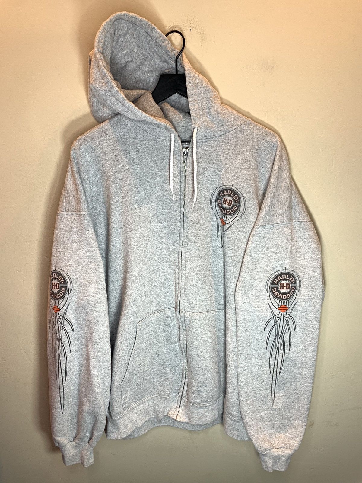 Harley Davidson *RARE* Vintage Harley Davidson Pinstripe Sleeve Zip Hoodie Size US XL / EU 56 / 4 - 1 Thumbnail