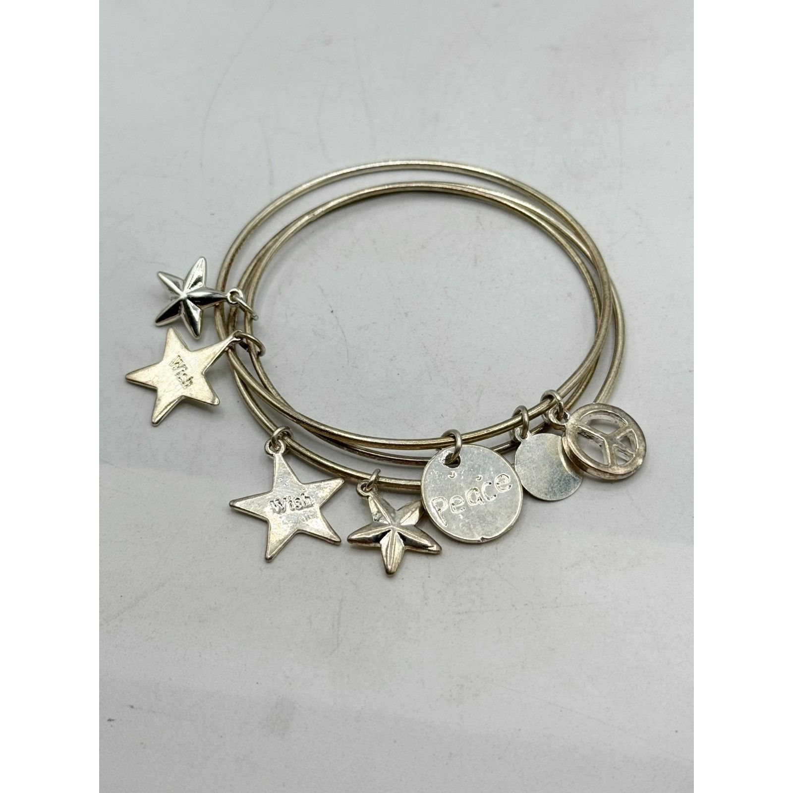 Other Silver peace wish star charm bangle bracelet set of 3 Size ONE SIZE - 4 Thumbnail