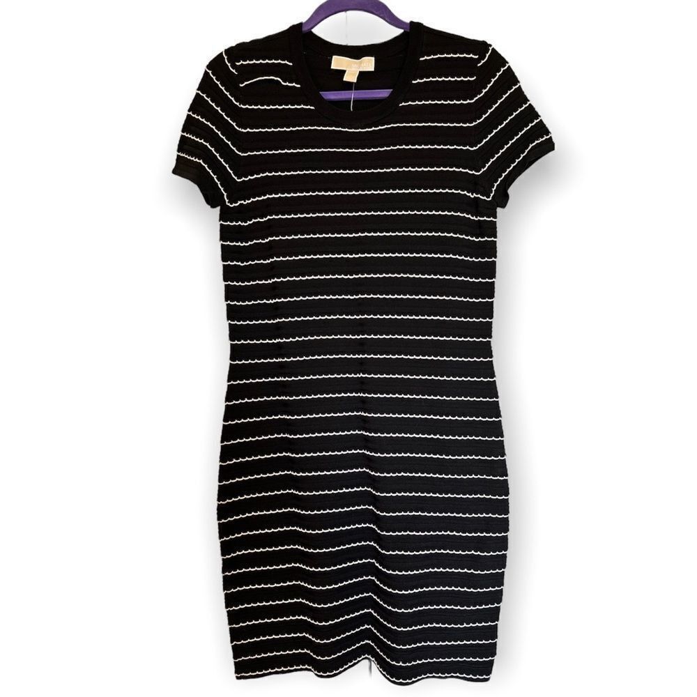 Michael Kors Michael Kors Scalloped-Stripe Sweater Dress Size L / US 10 / IT 46 - 2 Thumbnail