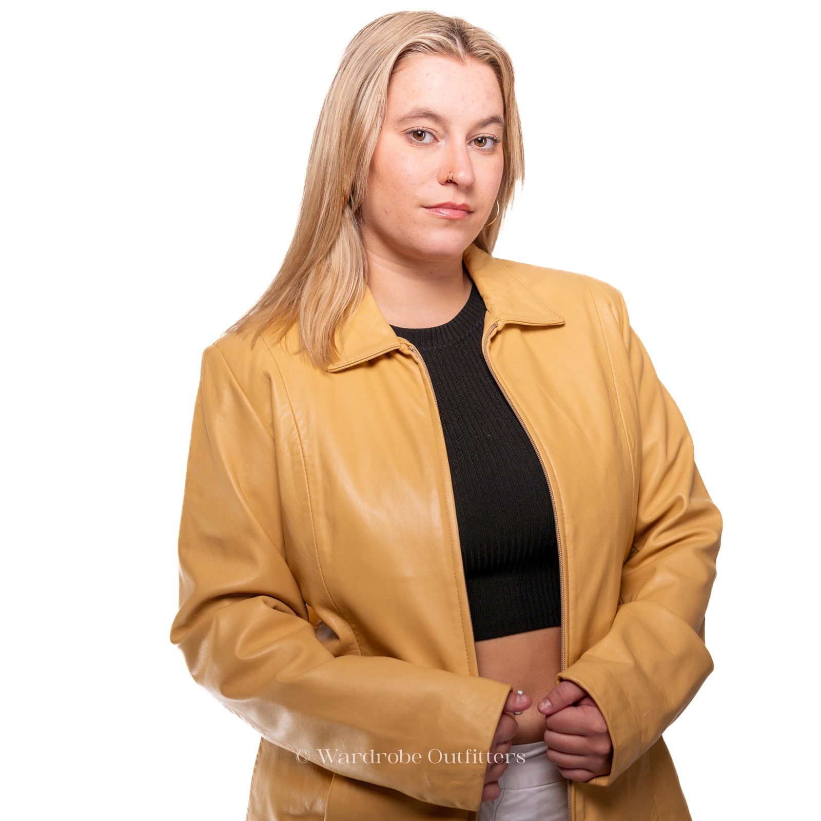 Wilsons Leather Wilsons Tan Leather Moto Jacket Blazer Size M / US 6-8 / IT 42-44 - 2 Thumbnail