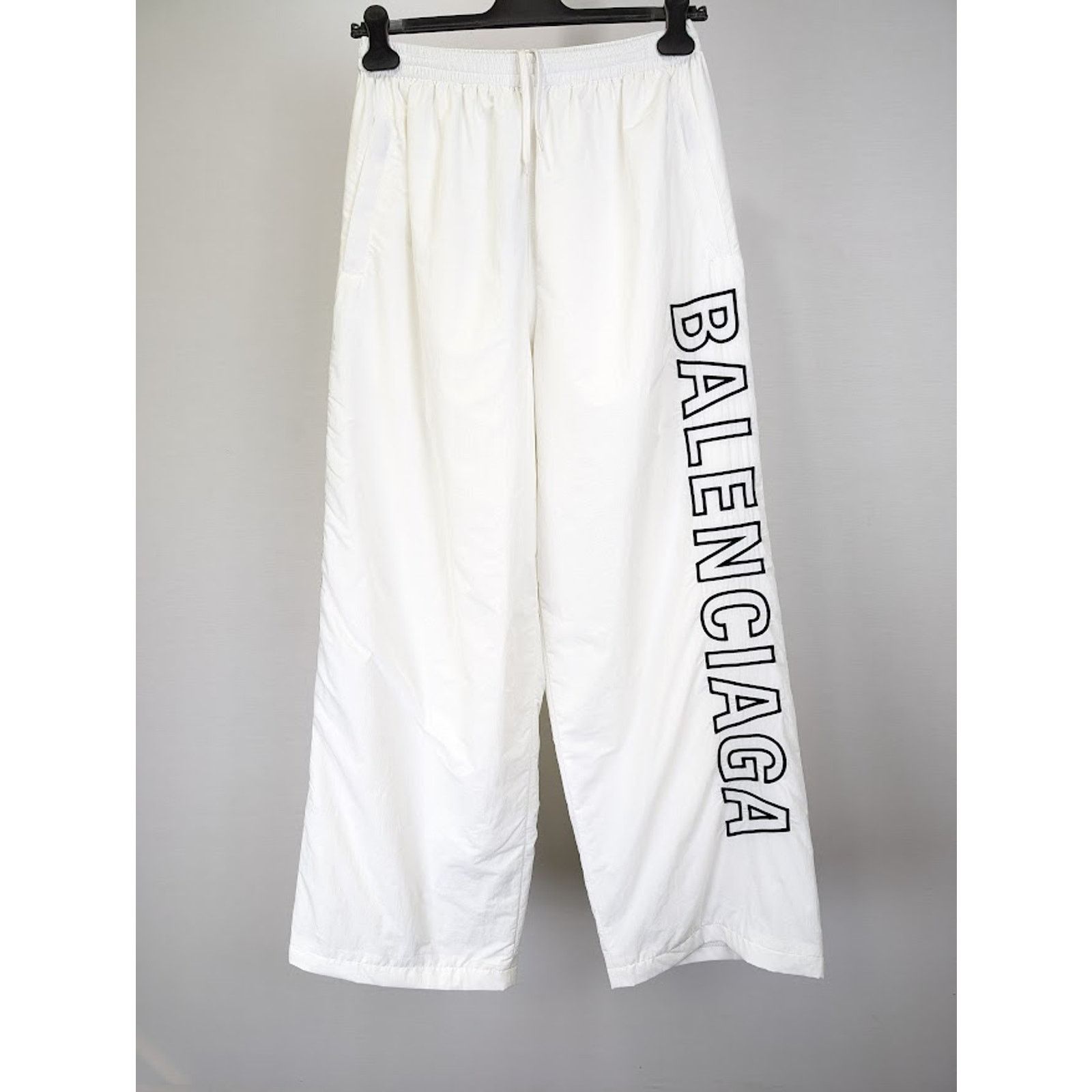 Balenciaga o1rshd1 Light Track Nylon Tracksuit Pants in White Size US 34 / EU 50 - 1 Thumbnail