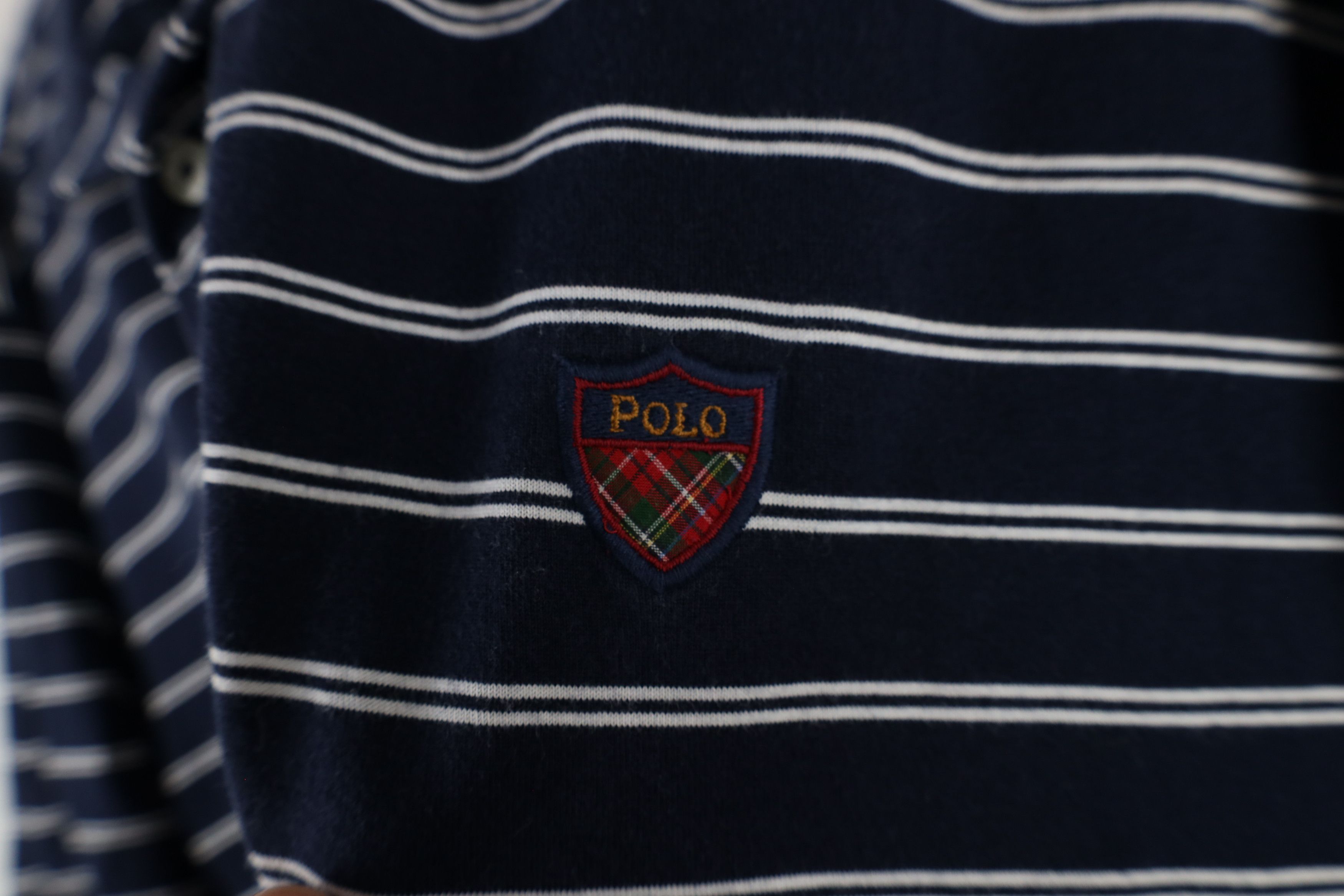 Ralph Lauren × Vintage Vintage 90s Ralph Lauren Striped Spell Out Crest Polo Shirt Size US L / EU 52-54 / 3 - 5 Thumbnail