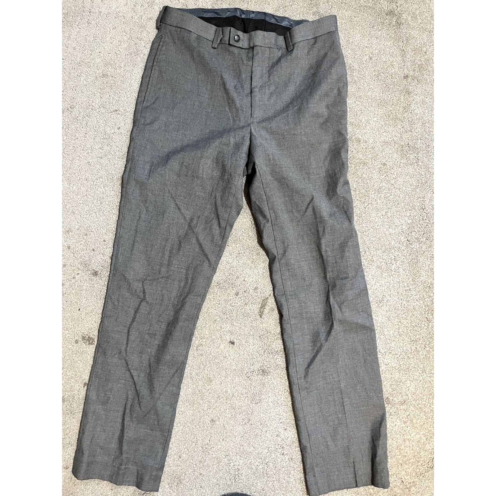 Calvin Klein Calvin Klein Pants Dress Pants Gray 30x31 Polyester Blend Flat Front Mens Casual Office Wear Size US 30 / EU 46 - 2 Thumbnail