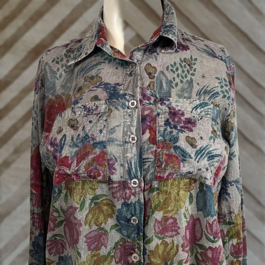 Vintage VINTAGE Goa Patchwork Floral Button Down Shirt Women's S Long Sleeve Size S / US 4 / IT 40 - 1 Thumbnail