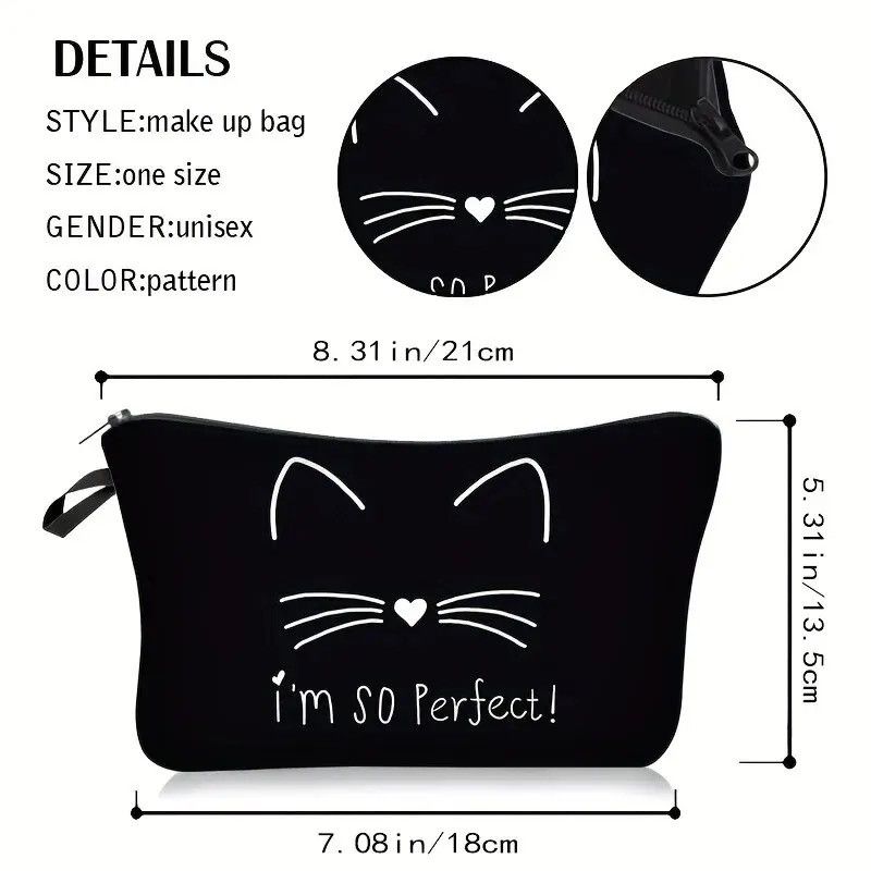 Designer × Other Kawaii Cat Pattern Cosmetic Zipper Pouch Lightweight Size ONE SIZE - 6 Thumbnail