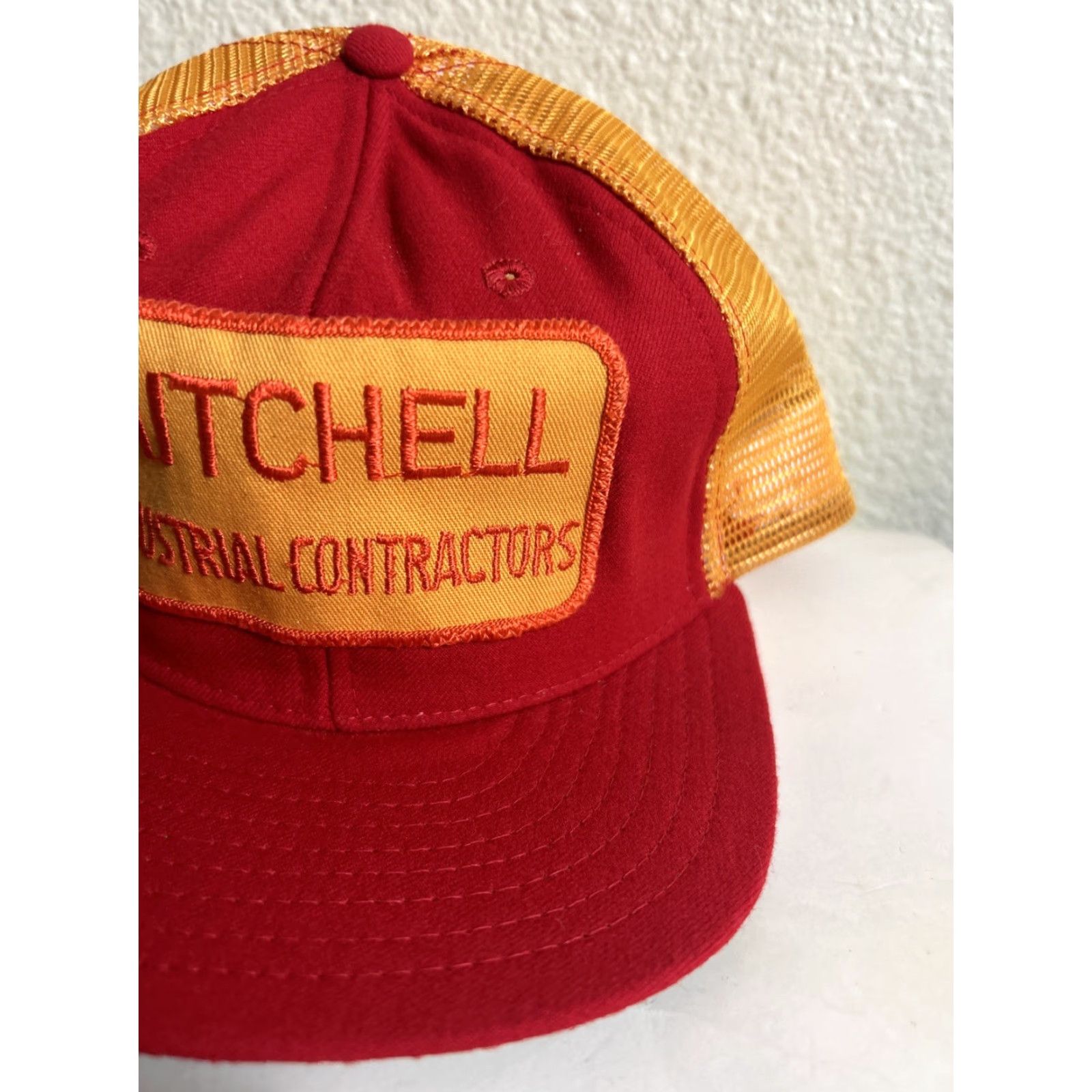 New Era VINTAGE New Era Trucker Hat Men One Size Red Industrial Contractors Snap Back Size ONE SIZE - 3 Thumbnail