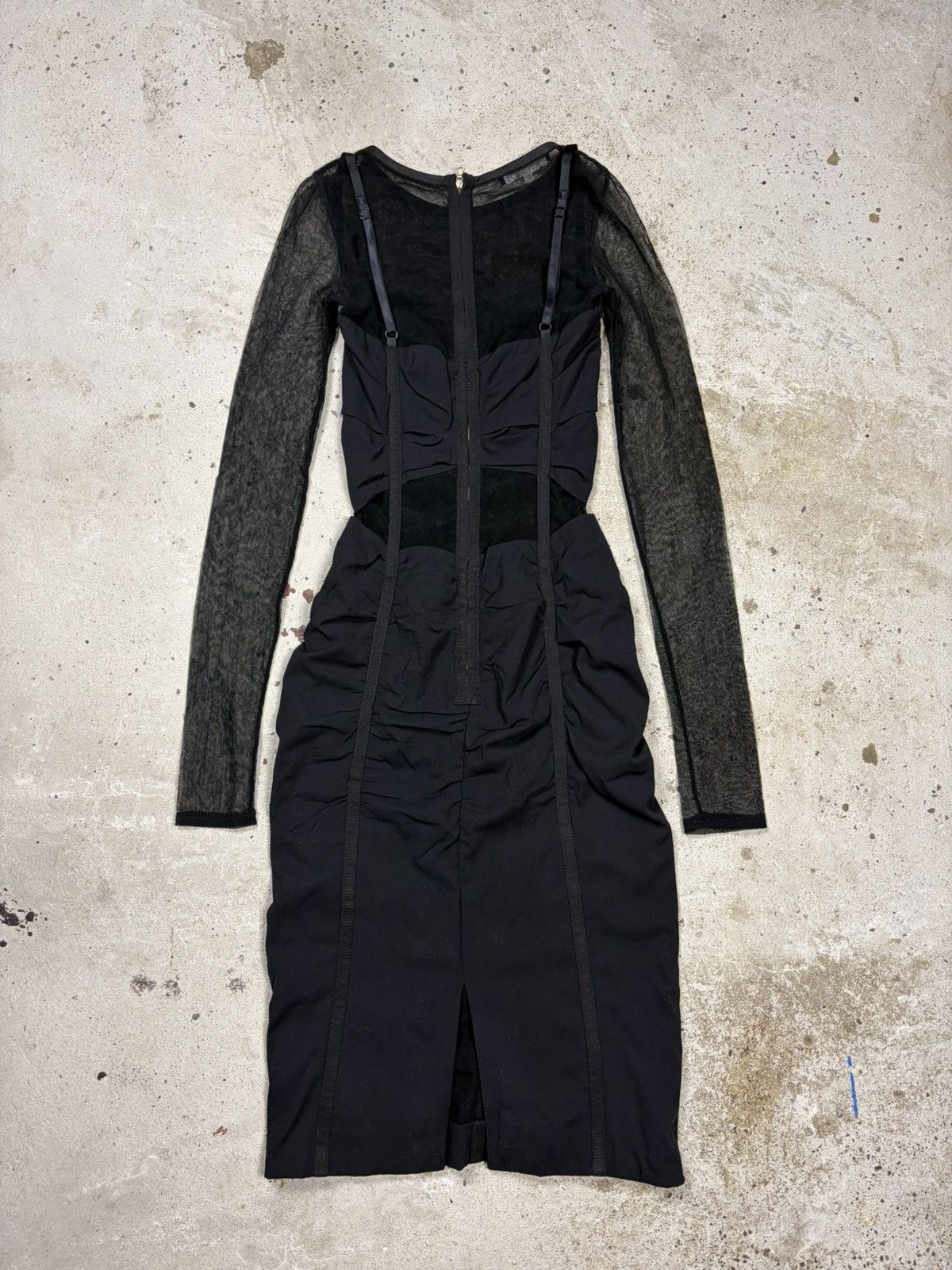 Dolce & Gabbana 2000s Dolce & Gabbana Mesh Silk Corset Dress Sheer Panels Size XS / US 0-2 / IT 36-38 - 2 Thumbnail