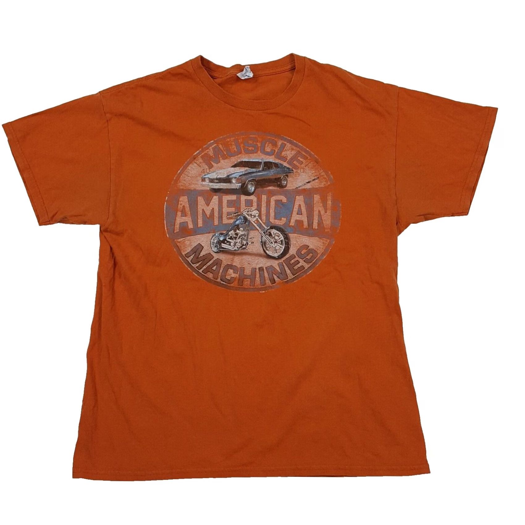 Gildan VTG American Muscle Machines Men's L Orange Biker Car T Shirt Size US L / EU 52-54 / 3 - 2 Thumbnail