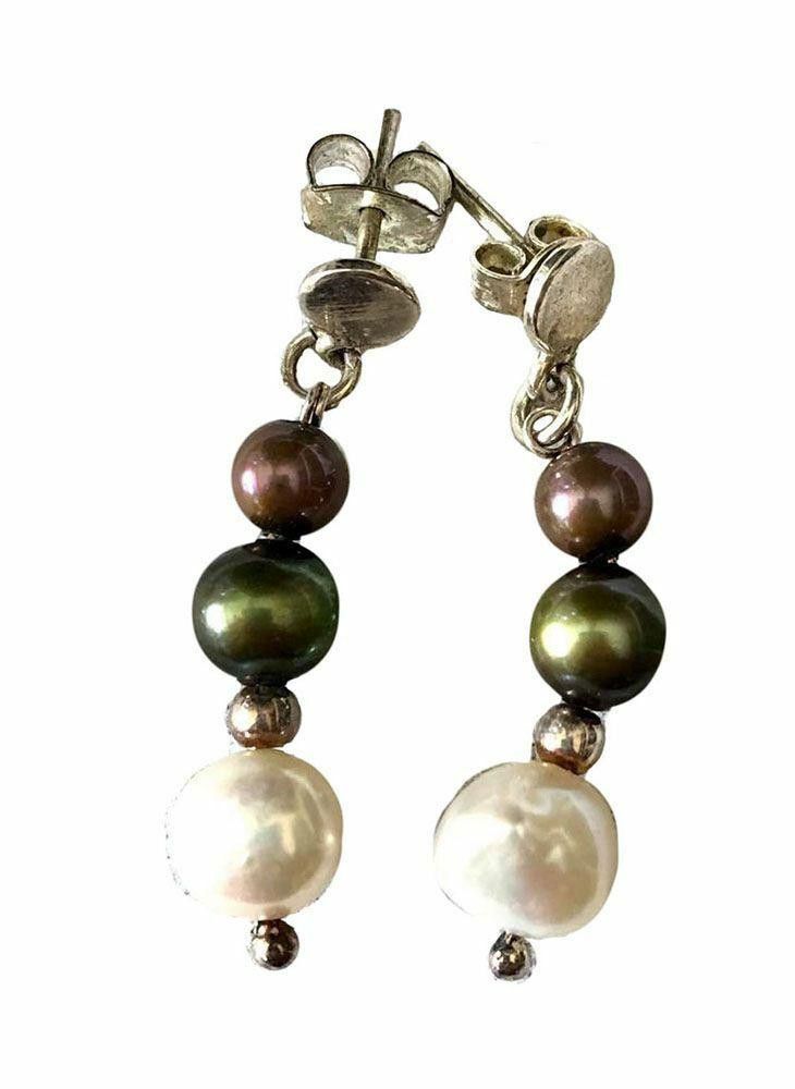 Designer Pre Owned Sterling Silver Earrings With Cultured Pearls Size ONE SIZE - 1 Preview