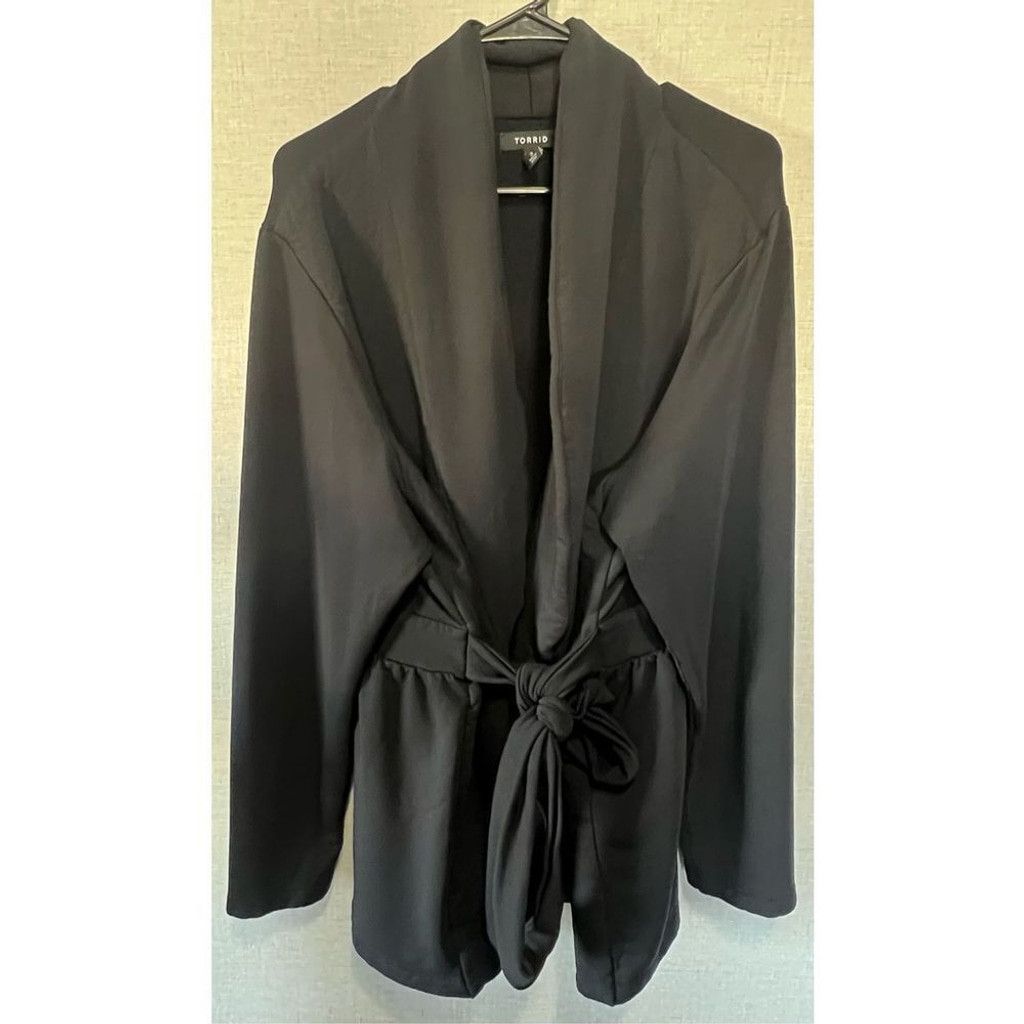 Torrid Torrid Heavyweight Black Fleece Lined Wrap Around Cardigan Size XXS / US 00 / IT 34 - 1 Thumbnail
