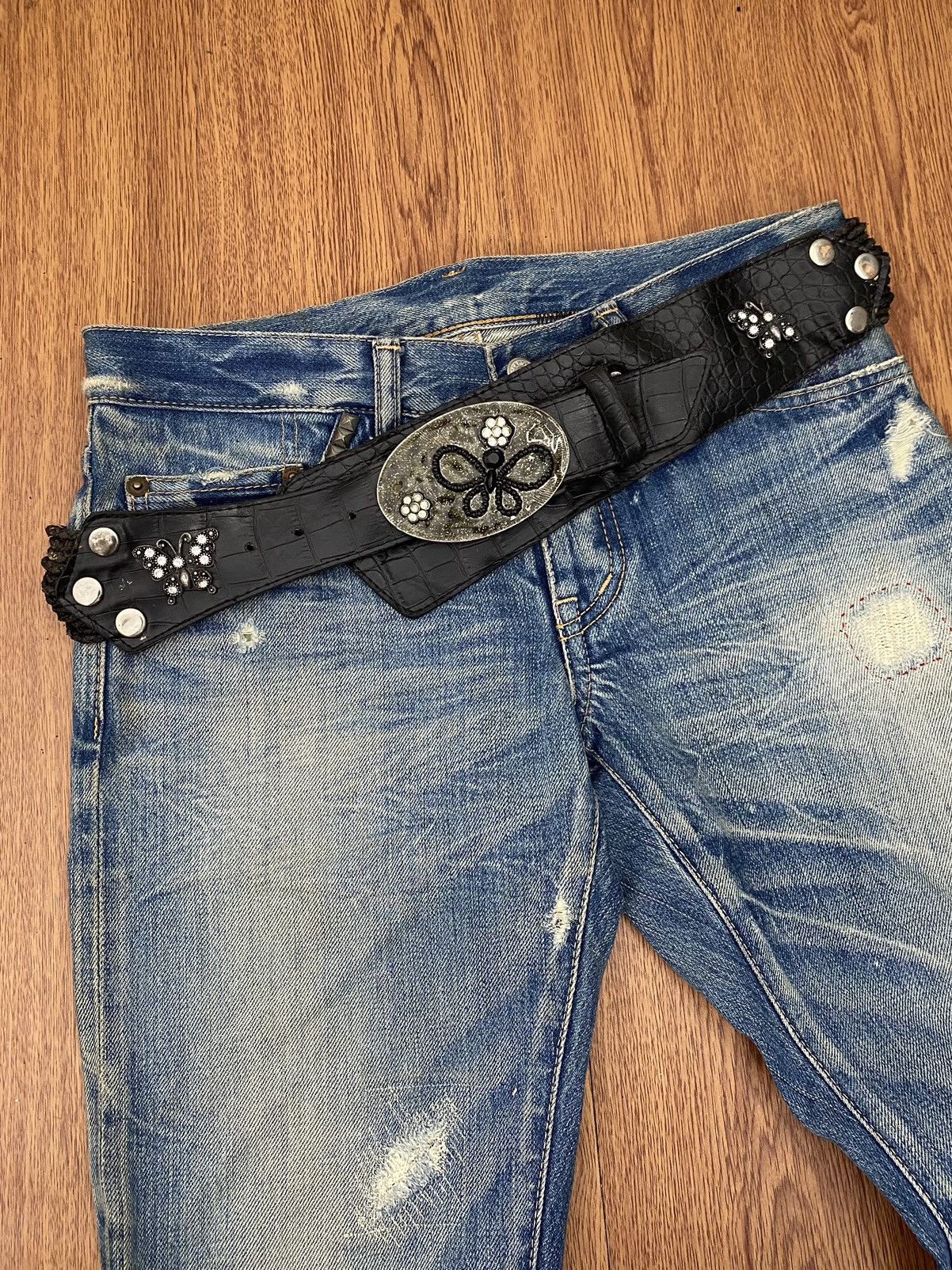 If Six Was Nine × Japanese Brand × Le Grande Bleu (L.G.B.) Crystal butterfly rope wide belt Size ONE SIZE - 2 Thumbnail