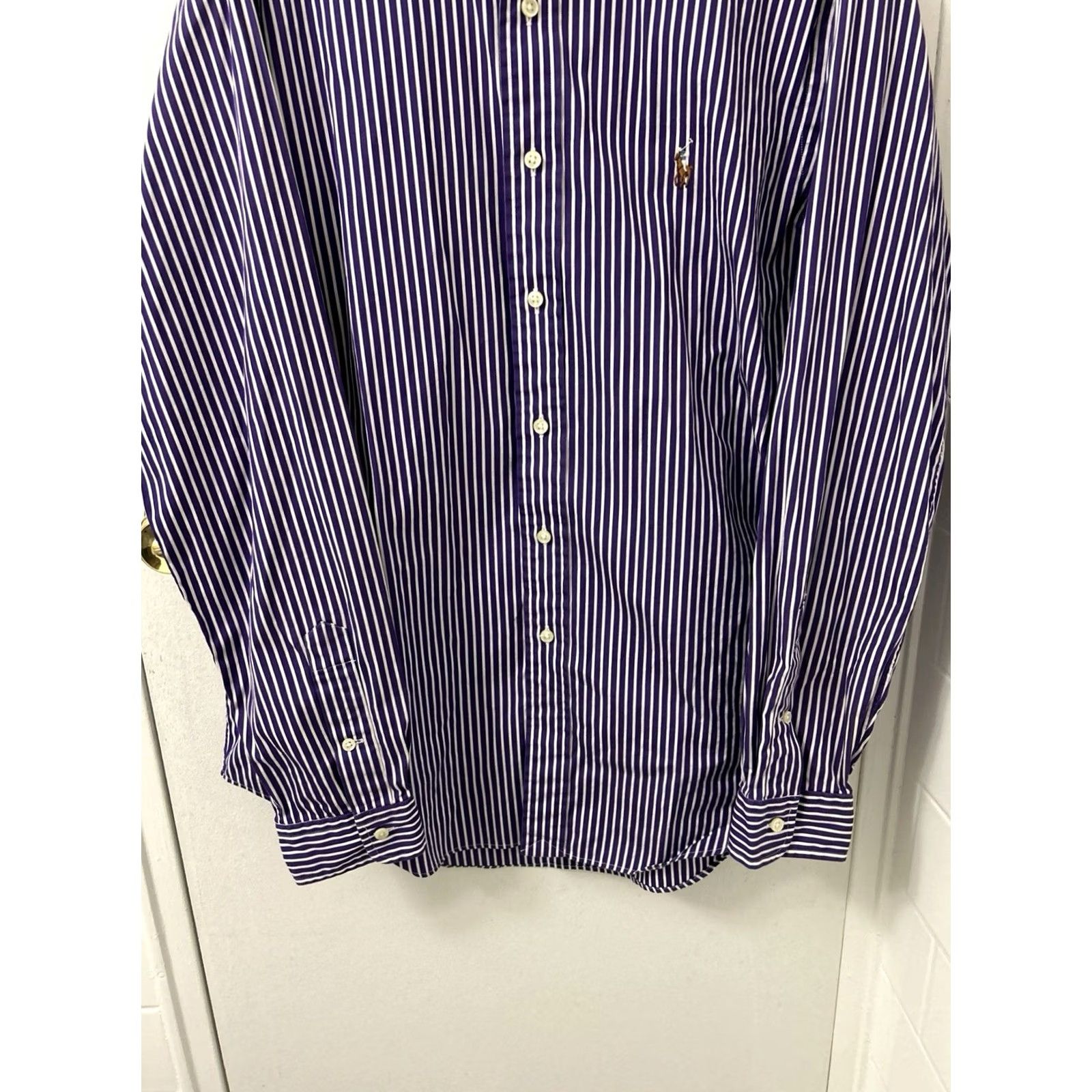 Ralph Lauren VINTAGE Ralph Lauren Shirt Mens L Purple White Striped Oxford Classic Button-Down Size US L / EU 52-54 / 3 - 3 Thumbnail