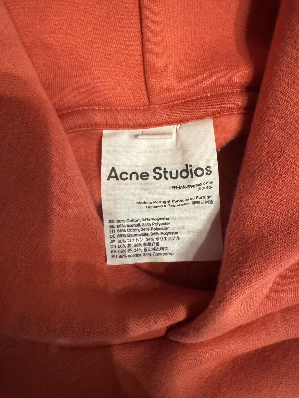 Acne Studios Acne Studios hooded sweatshirt in a coral pink color Size US S / EU 44-46 / 1 - 3 Thumbnail