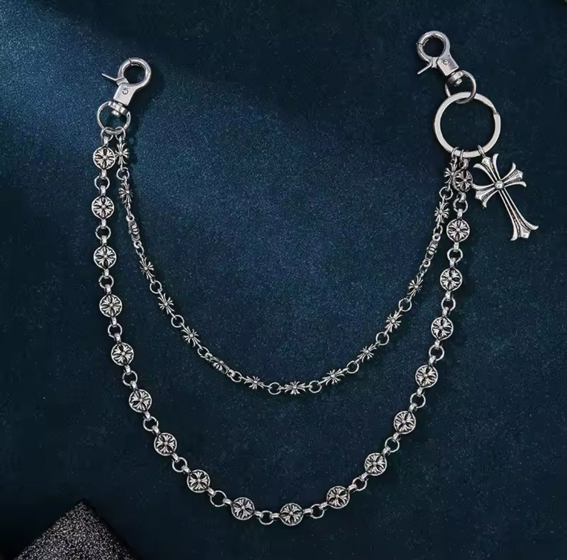 Japanese Brand × Jewelry Retro streetwear punk cross double layer pocket wallet chain Size ONE SIZE - 2 Thumbnail