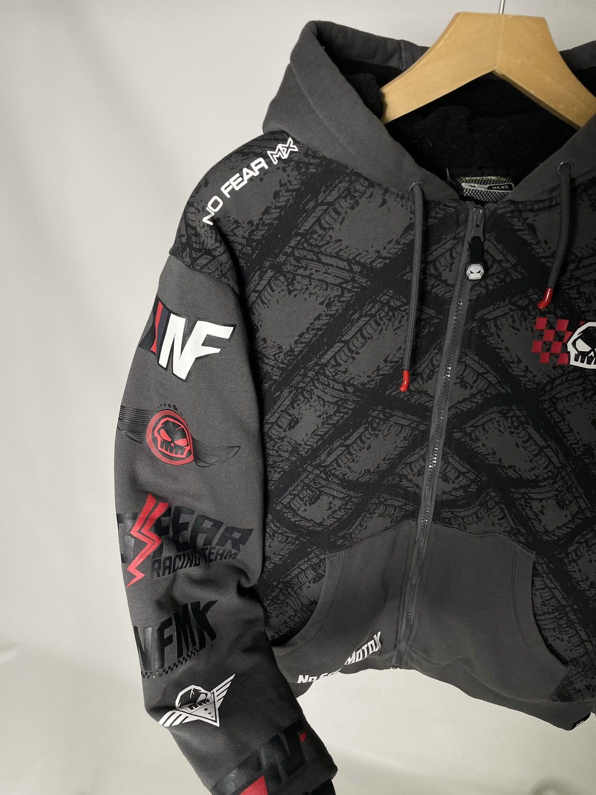 No Fear No Fear 💀 Fur Zip-up Motocycle Racing Hoodie Hooded Jacket Size US M / EU 48-50 / 2 - 8 Thumbnail