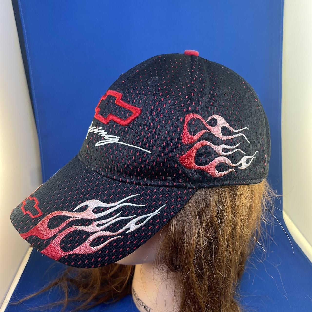NASCAR × Vintage Chevrolet Racing Flames Cap - Black and Red NASCAR Hat Size ONE SIZE - 3 Thumbnail