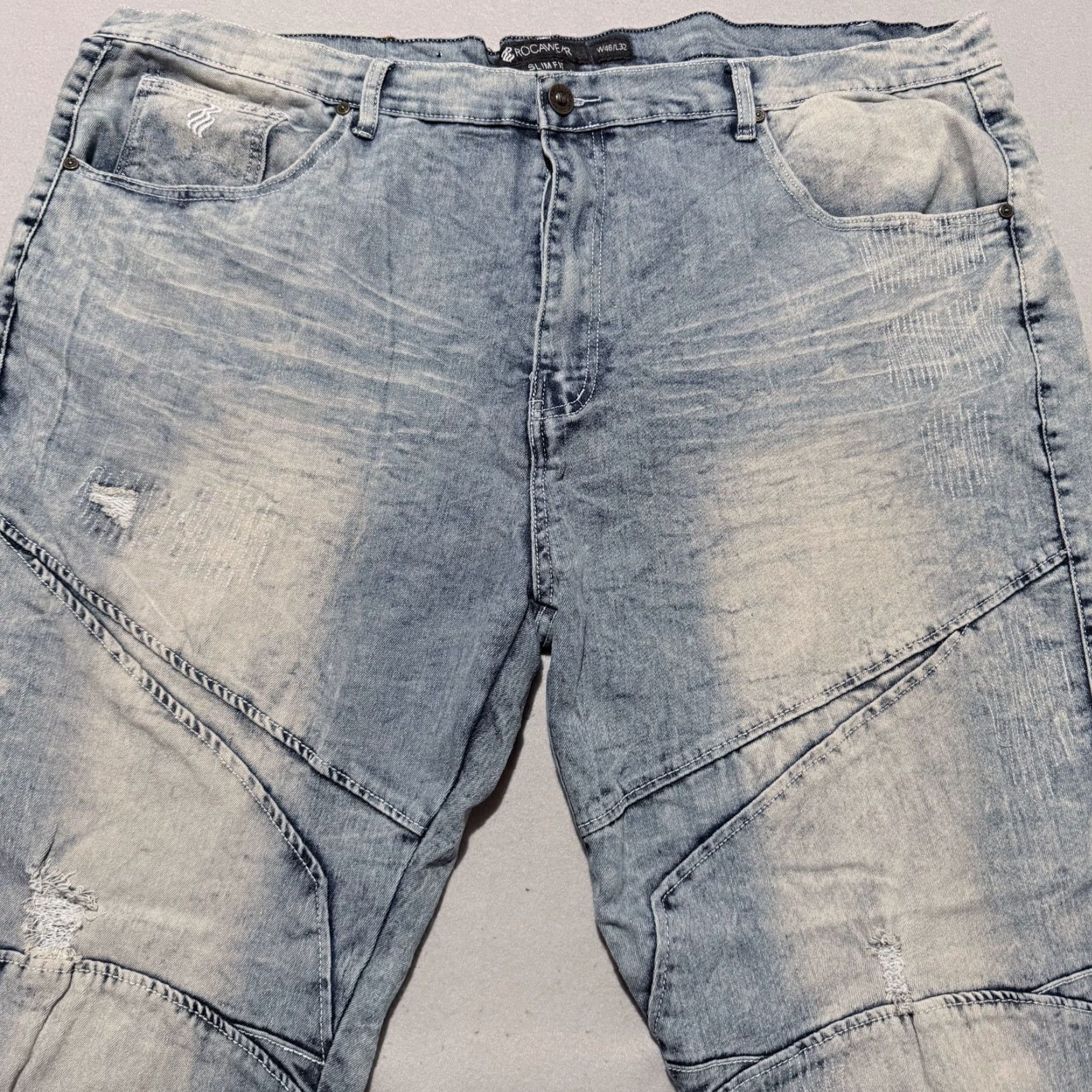 Rocawear Rocawear Slim Fit Jeans Men's Blue Denim Distressed Straight Biker Y2K - 46x32 Size US 30 / EU 46 - 3 Thumbnail