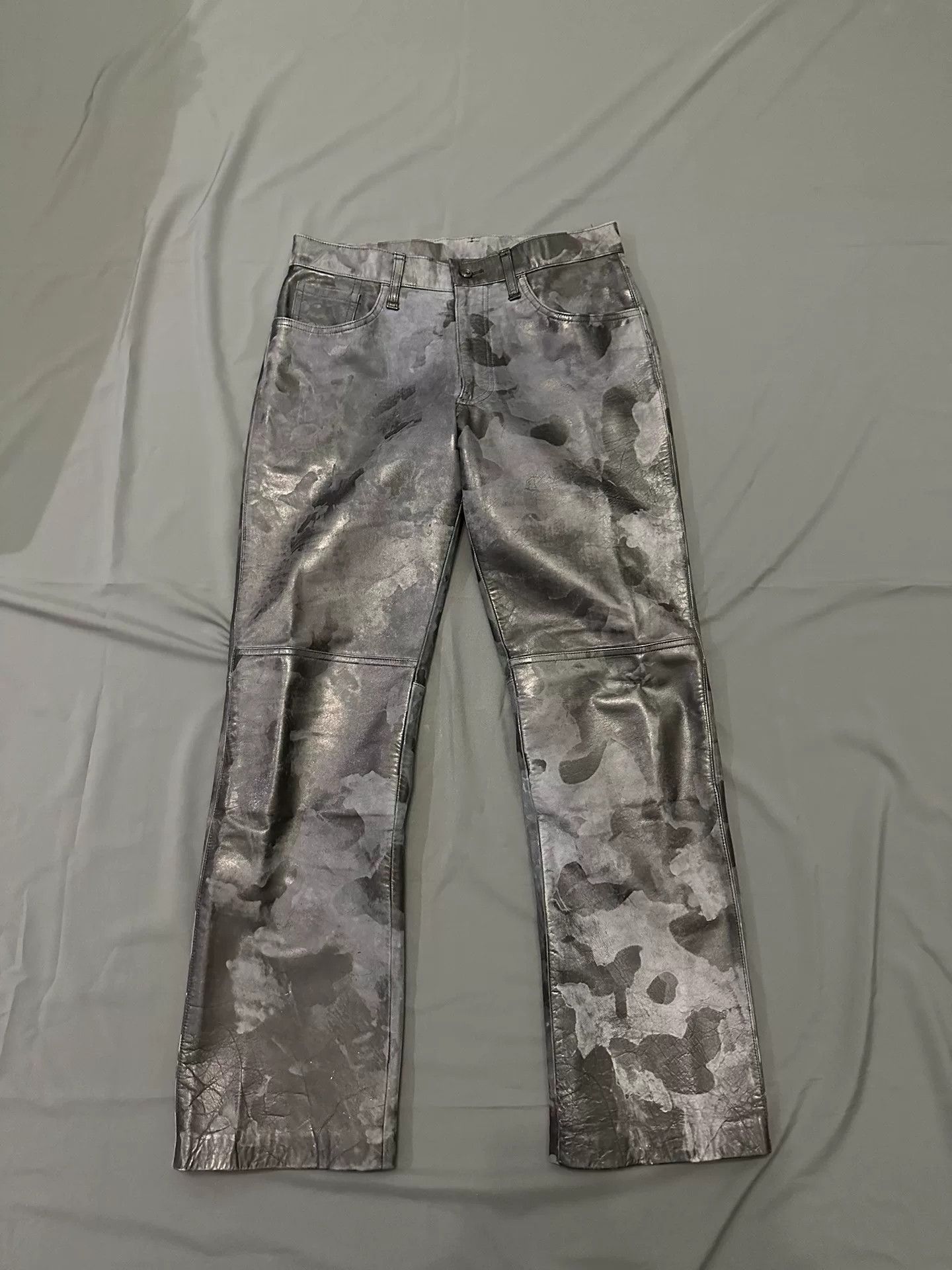 Vintage vintage 90s camouflage leather pants Size US 32 / EU 48 - 1 Thumbnail