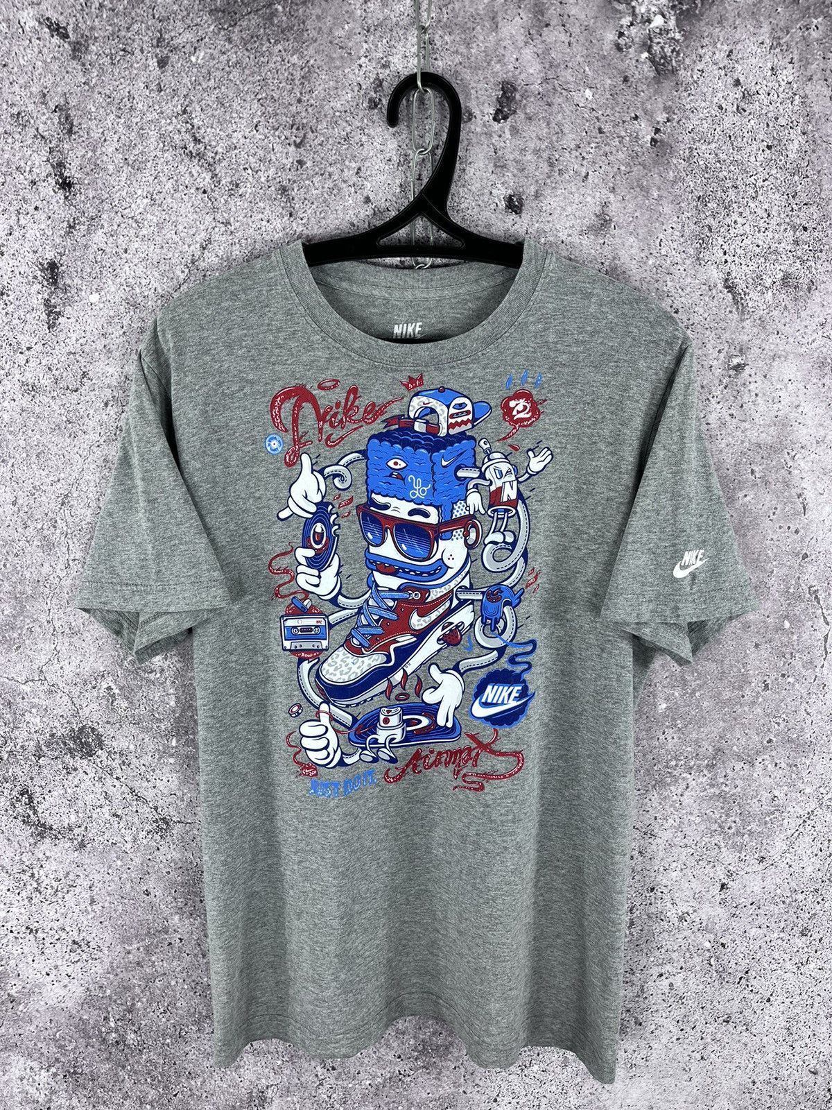 Nike × Vintage Nike T-Shirt Just Do It Air Max Big Logo Y2K Grey Size L Size US L / EU 52-54 / 3 - 1 Thumbnail
