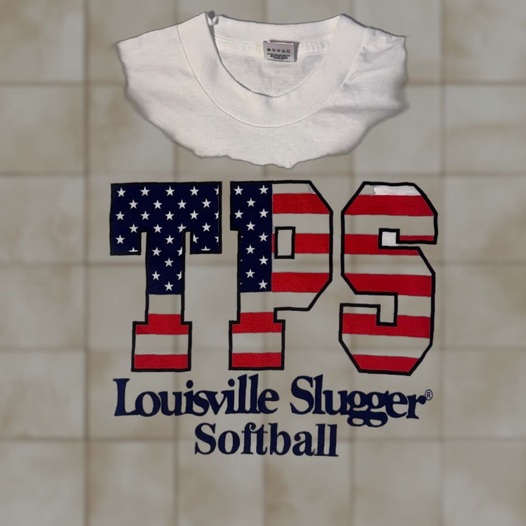 Fruit Of The Loom VINTAGE 90s Louisville Slugger TPS Softball Tshirt White Single Stitch S USA Size US S / EU 44-46 / 1 - 1 Thumbnail