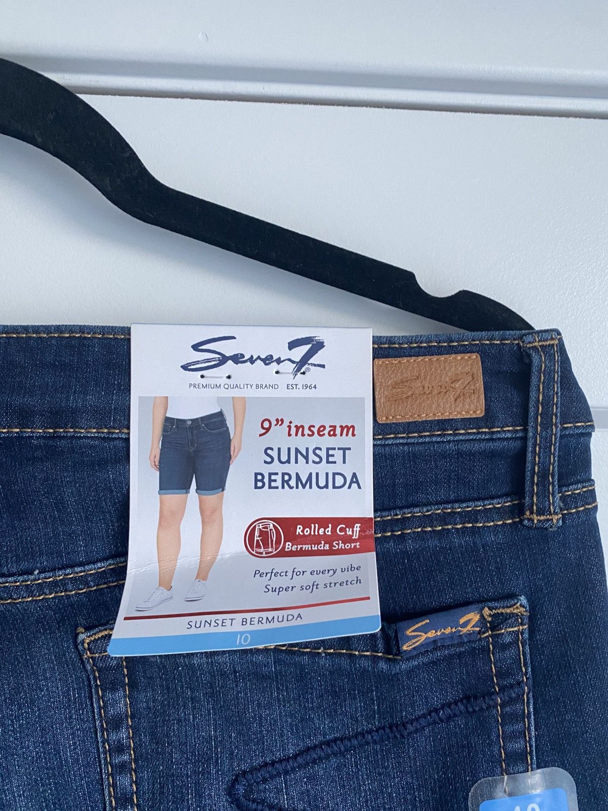 Seven 7 New SEVEN 7 Womens 10 Sunset Bermuda Shorts Denim Jeans Zip Size 32" / US 10 / IT 46 - 7 Thumbnail