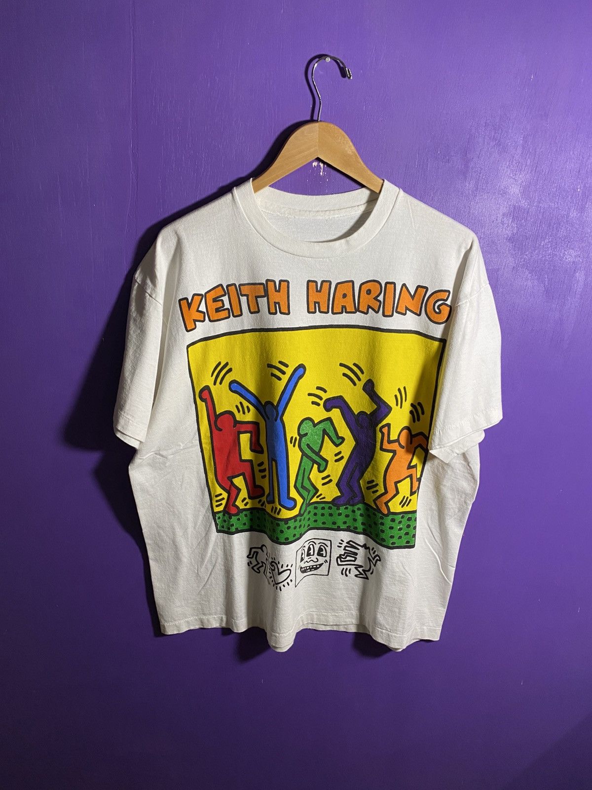 Keith Haring Vintage 90s Keith Haring dancing art tee Size US XL / EU 56 / 4 - 1 Thumbnail