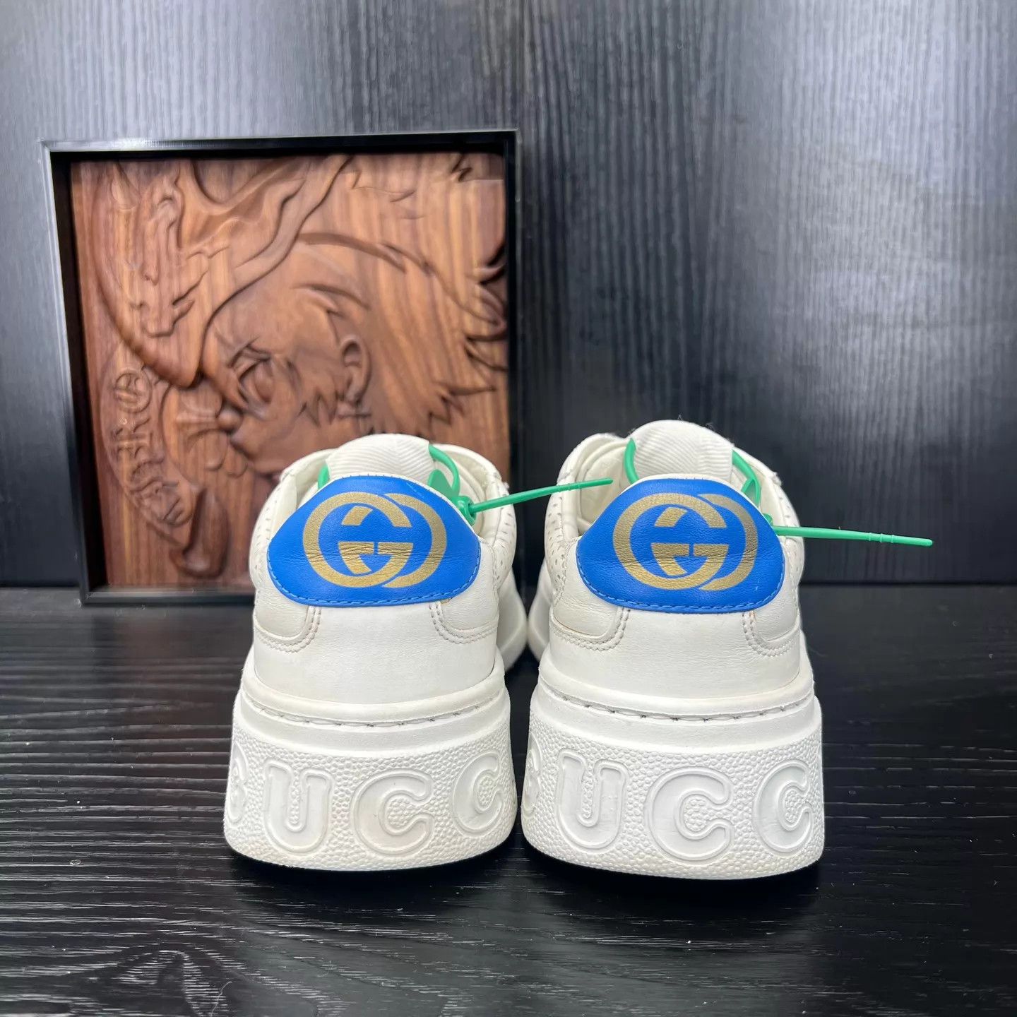 Gucci Gucci Women's White Red Green Cookie Sneaker Size US 4.5 / IT 34.5 - 5 Thumbnail