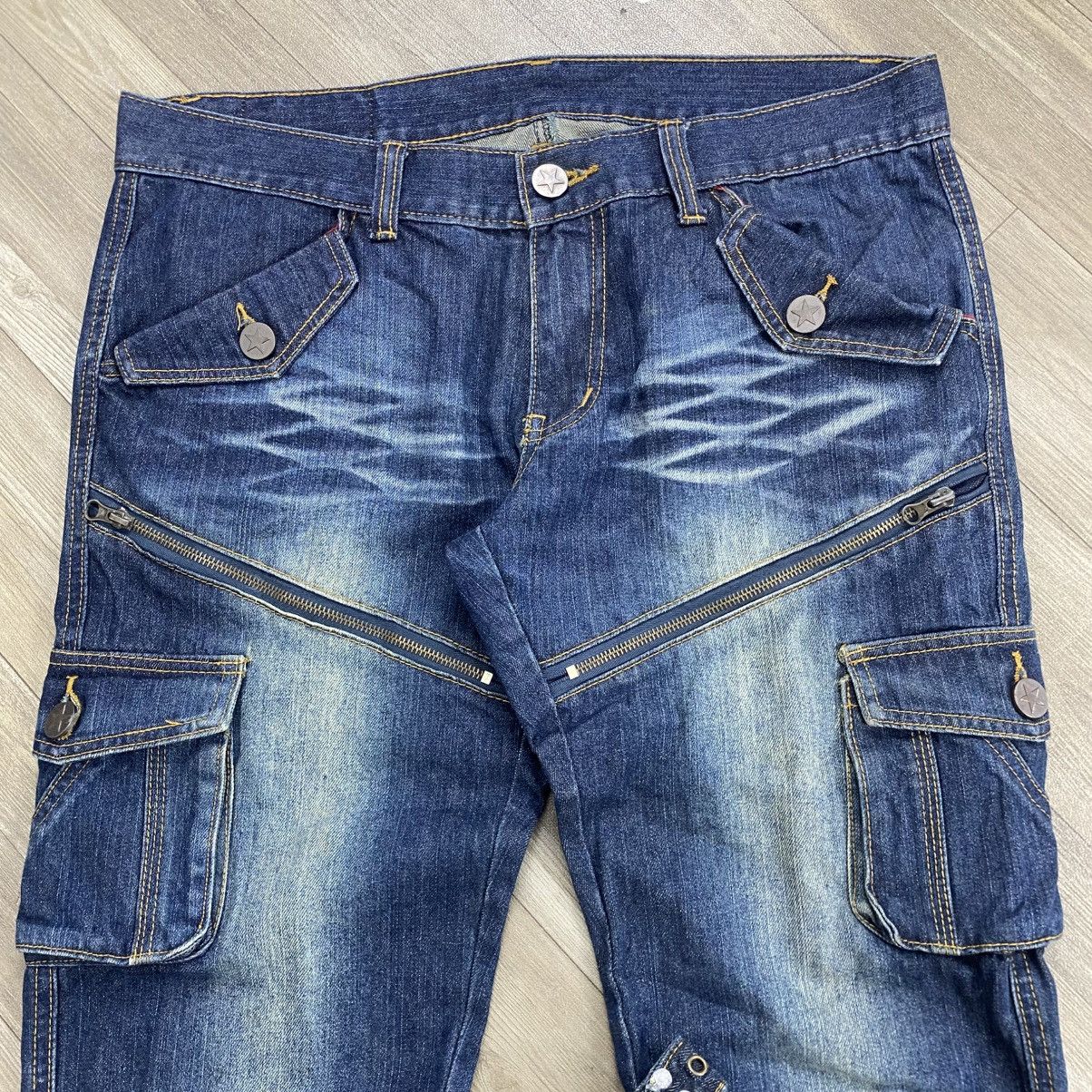 Japanese Brand 2000s Tornado Mart Lgb Goa Faded Bondage Flared Jeans Y2K Size US 32 / EU 48 - 5 Thumbnail