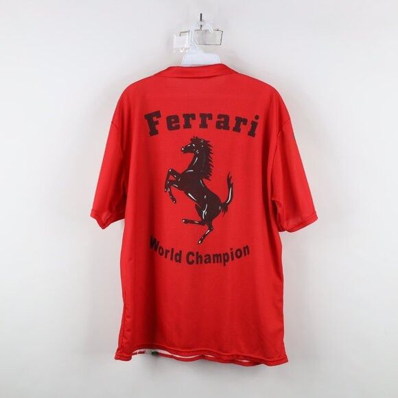 Ferrari × Vintage Vintage 90s Ferrari Racing All Over Print Collared Polo Size US L / EU 52-54 / 3 - 11 Thumbnail