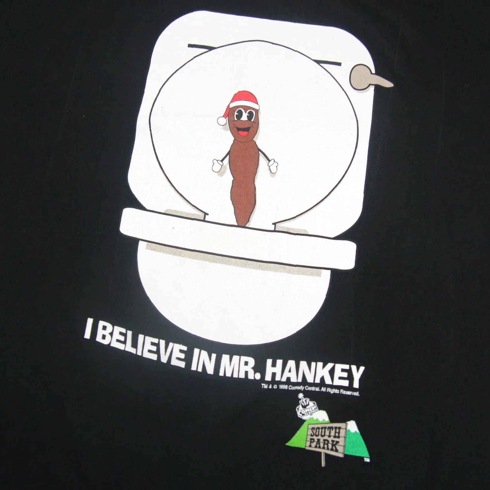 Vintage VINTAGE South Park Mr. Hankey Mens XL Graphic T Shirt Black Size US XL / EU 56 / 4 - 2 Thumbnail