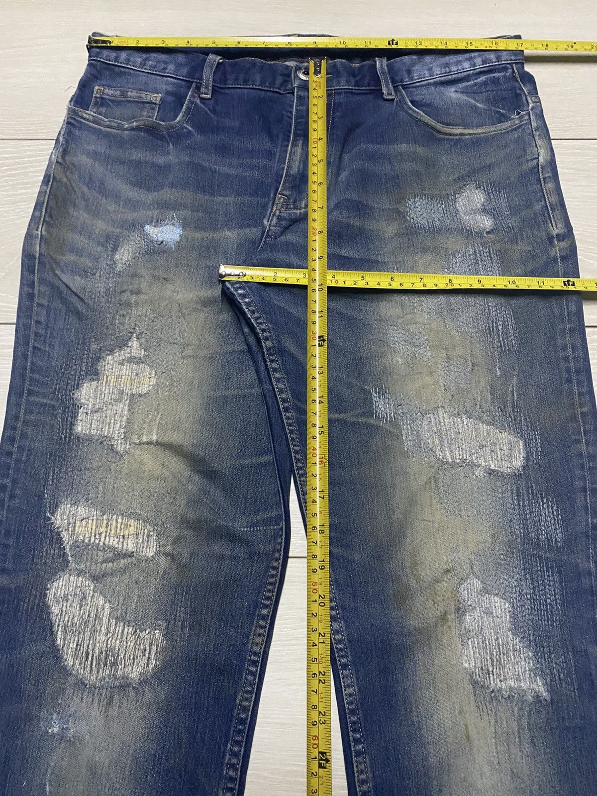 Japanese Brand Vintage Japanese Brand Repaired Style Distressed Slim Fit Size US 34 / EU 50 - 12 Thumbnail