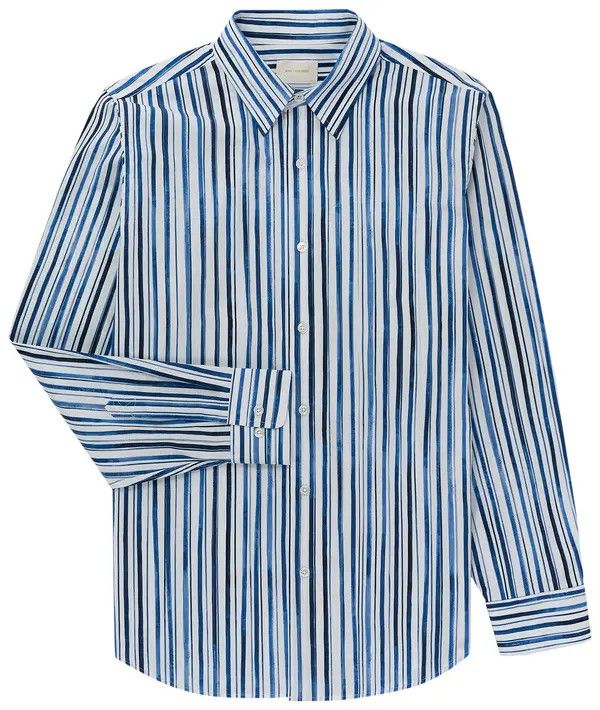 Aime Leon Dore o1mle0825 Watercolor Shirt Painted Stripe in Blue Size US XL / EU 56 / 4 - 1 Preview