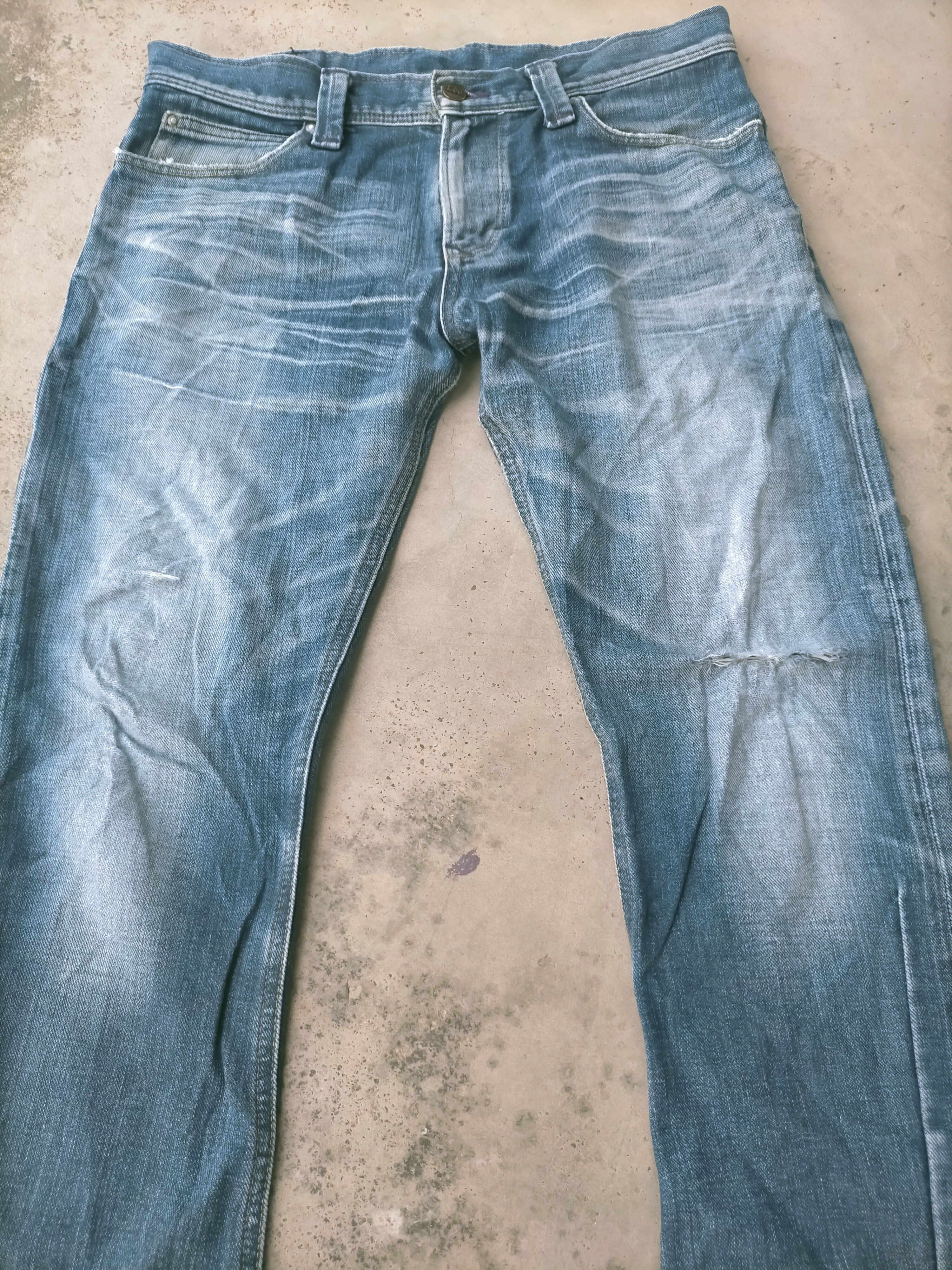 Lee × Takeo Kikuchi 🔥 Distressed Lee x Takeo Kikuchi Washed Skinny Jeans Size US 31 - 5 Thumbnail