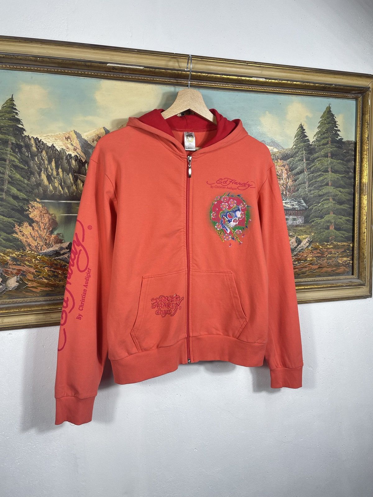 Christian Audigier × Ed Hardy × Vintage Ed Hardy Retro 00s Hoodie With Crystals Affliction Grunge Size S / US 4 / IT 40 - 4 Thumbnail