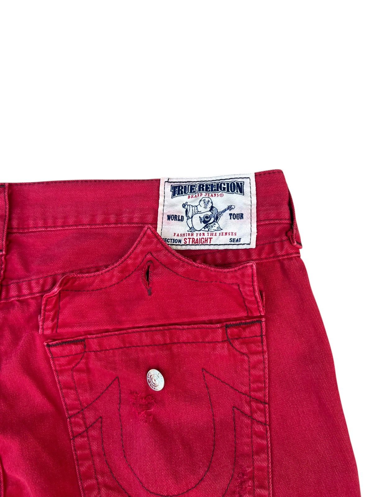 True Religion Vintage True Religion Distressed Red Denim Straight Jeans Size US 42 / EU 58 - 15 Thumbnail