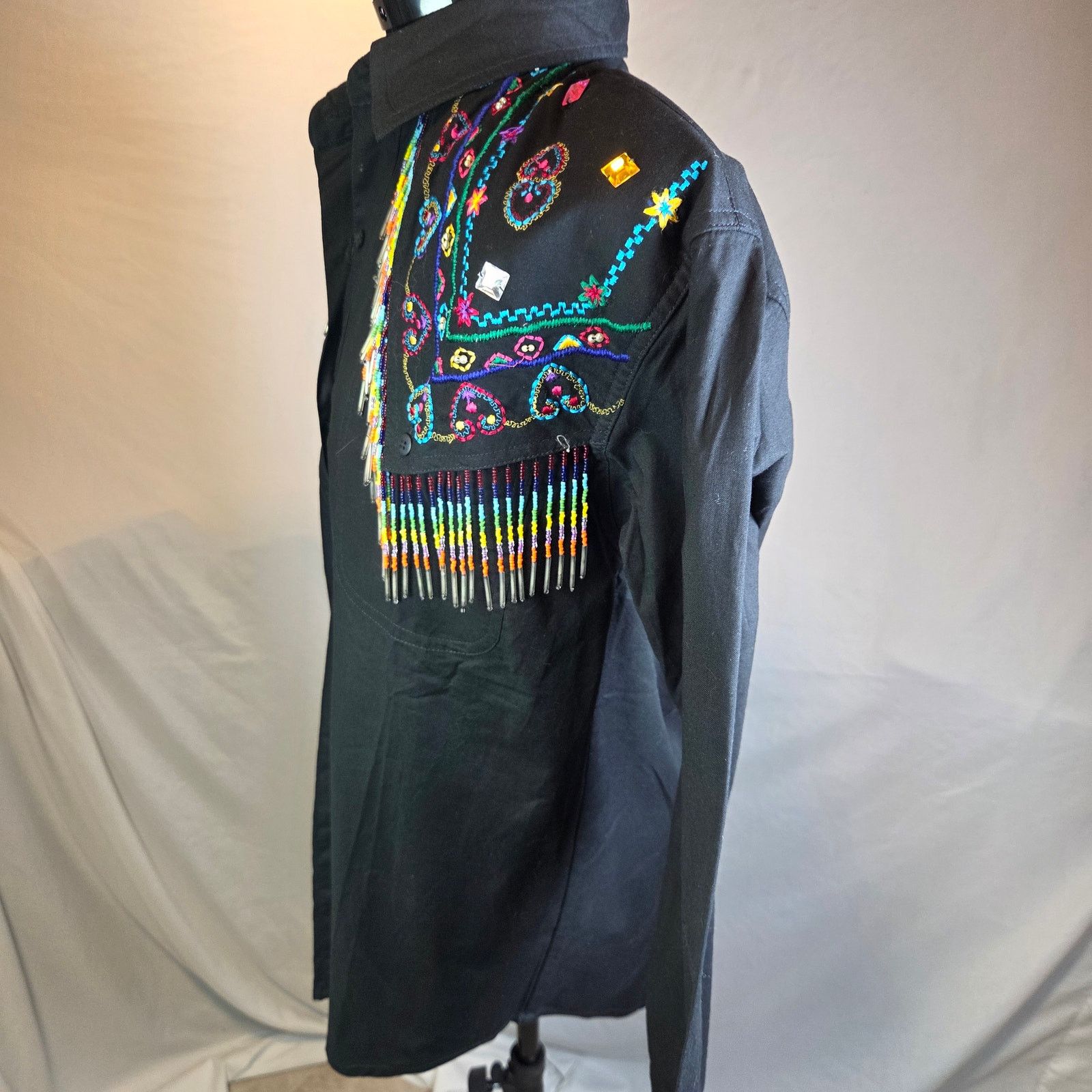 Vintage Side Saddle 1993 Beaded Western Fringe Shirt Size M / US 6-8 / IT 42-44 - 7 Thumbnail